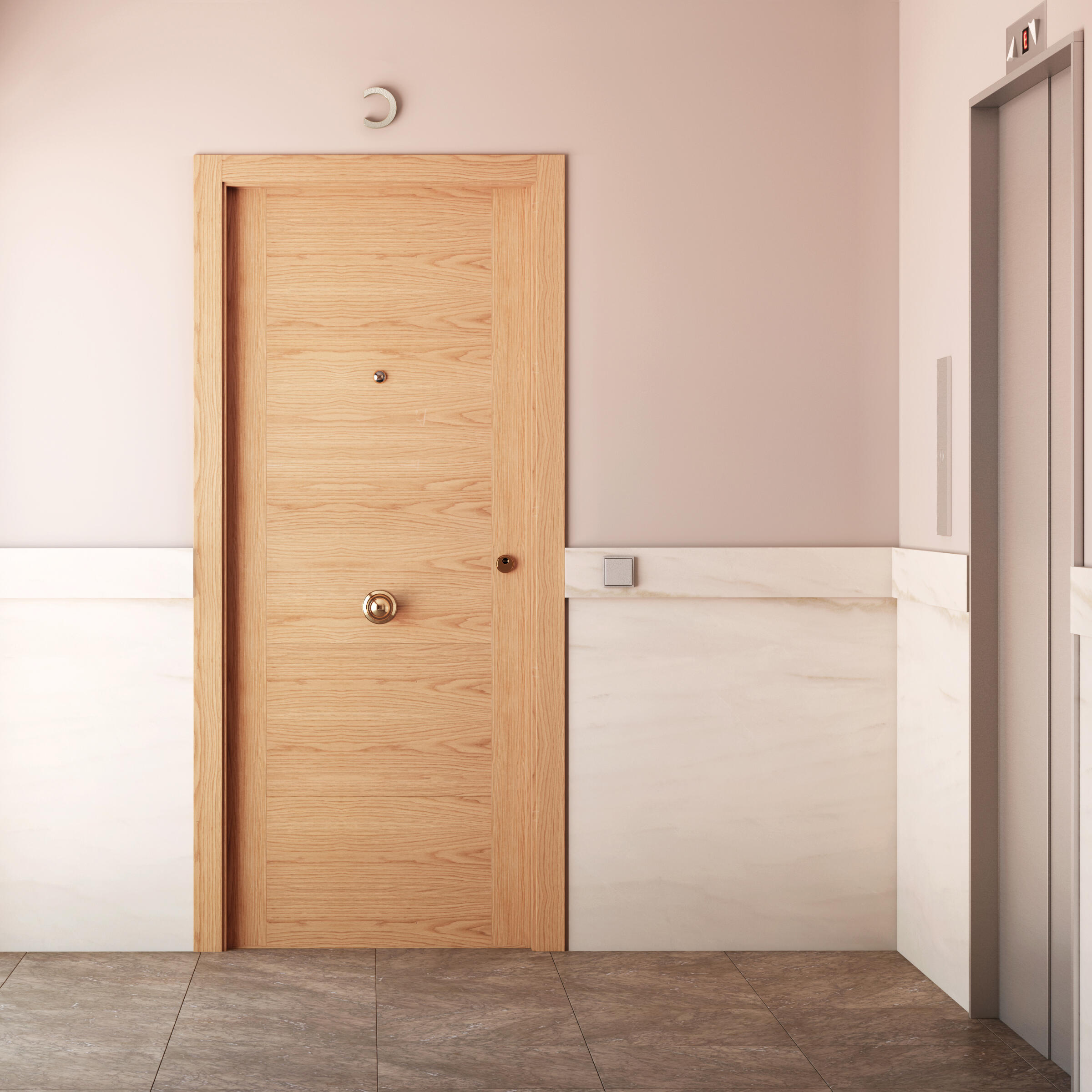 Puerta de entrada blindada serie 3P fresado roble / interior liso  roble apertura izquierda 205x86cm - 12