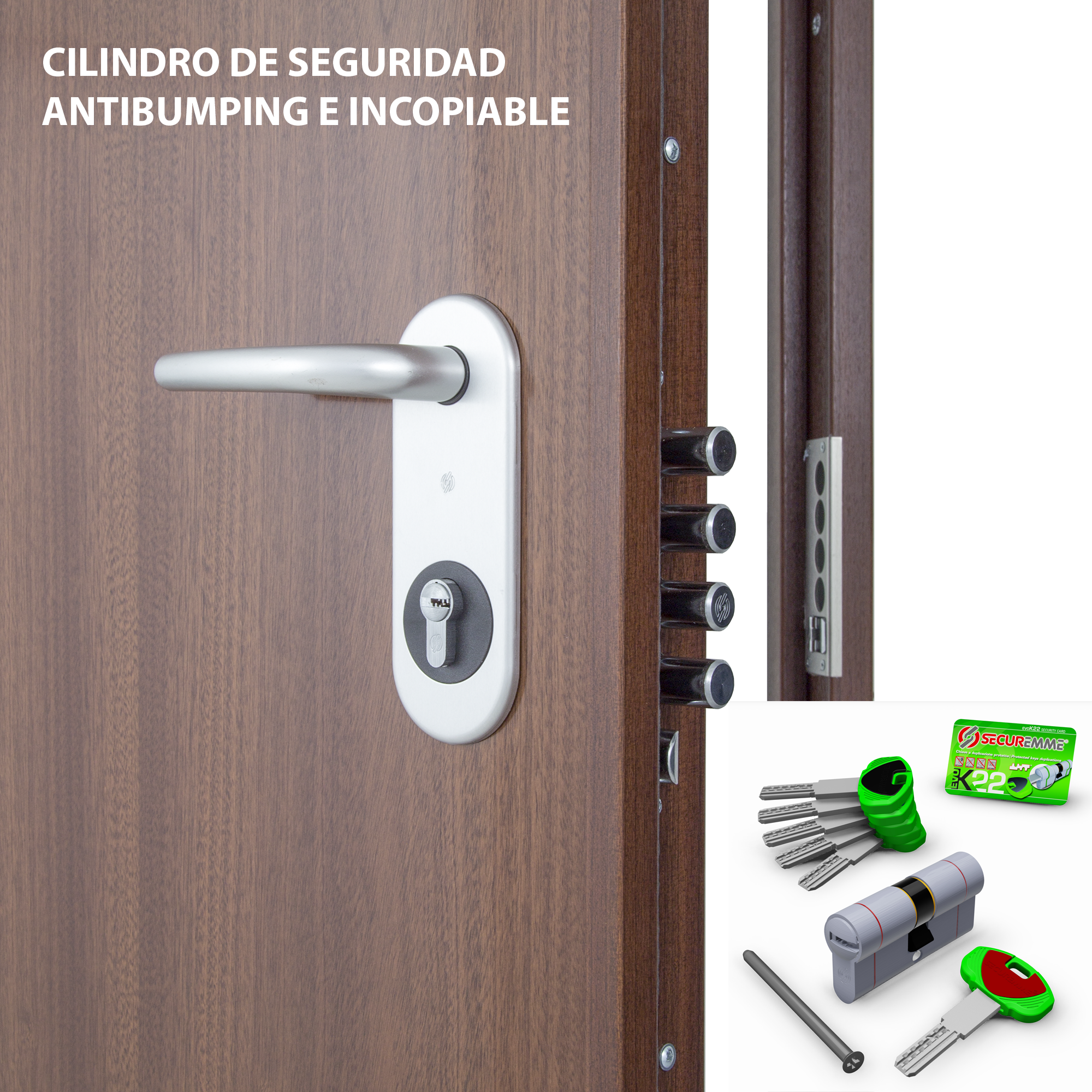 Puerta de entrada acorazada serie V provenzal sapelly / interior liso sapelly apertura izquierda 206x89cm - 8
