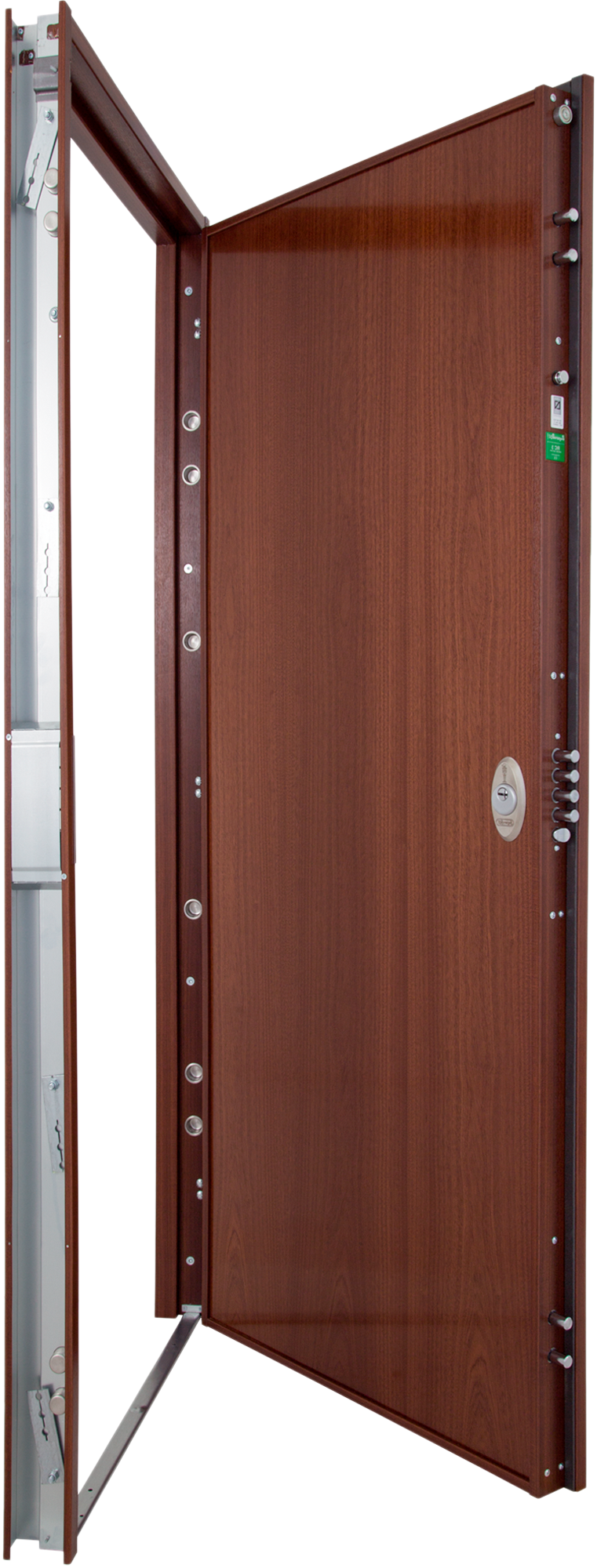 Puerta de entrada acorazada serie V liso sapelly / interior liso blanco apertura izquierda 206x89cm - 17