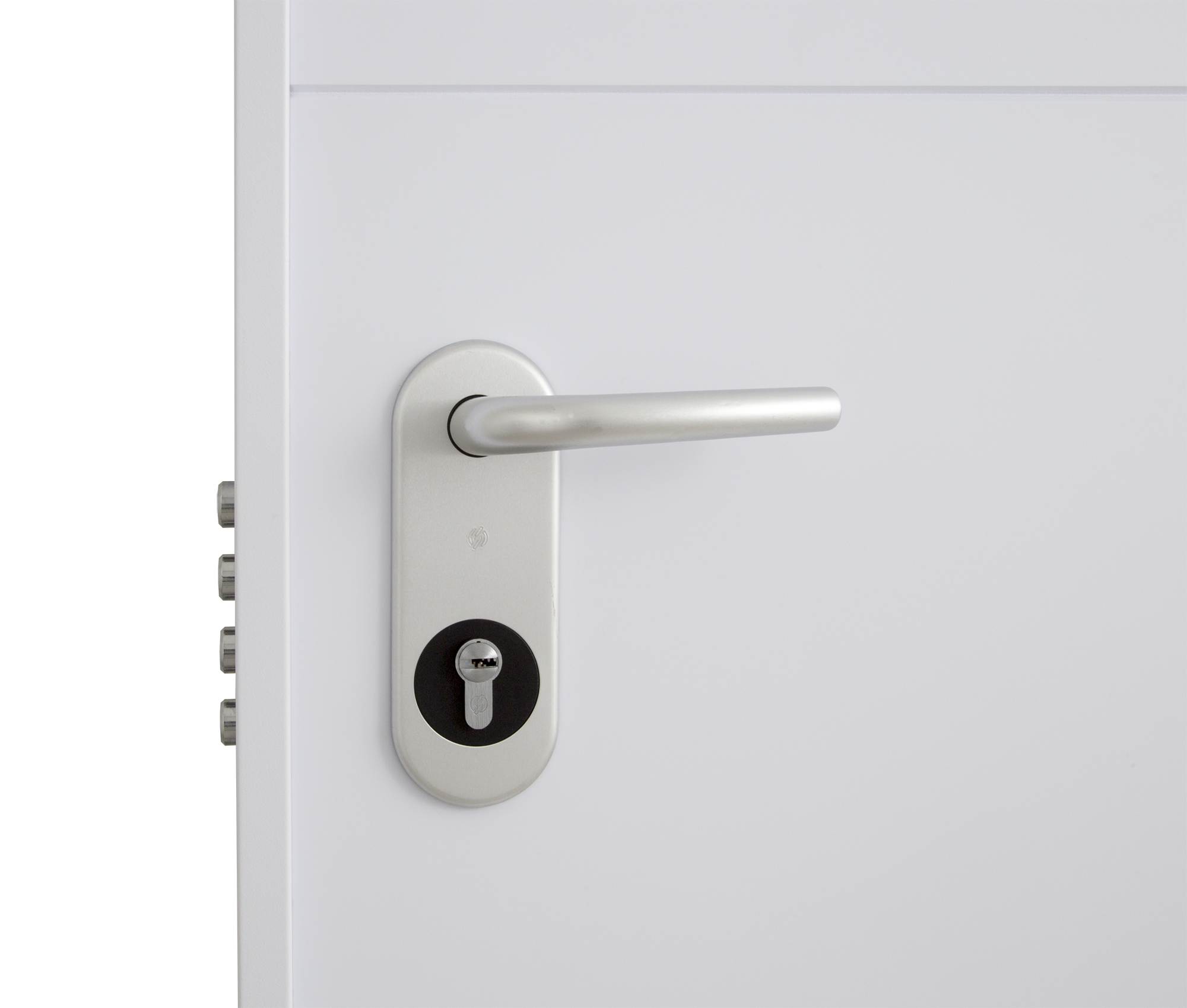 Puerta de entrada acorazada serie V liso sapelly / interior Lucerna fresada blanco apertura izquierda 206x89cm - 6
