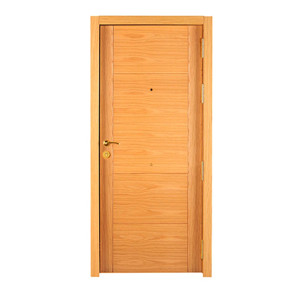 Puerta de entrada blindada serie 3P liso sapelly / interior fresada Noruega roble apertura izquierda 205x86cm - 3