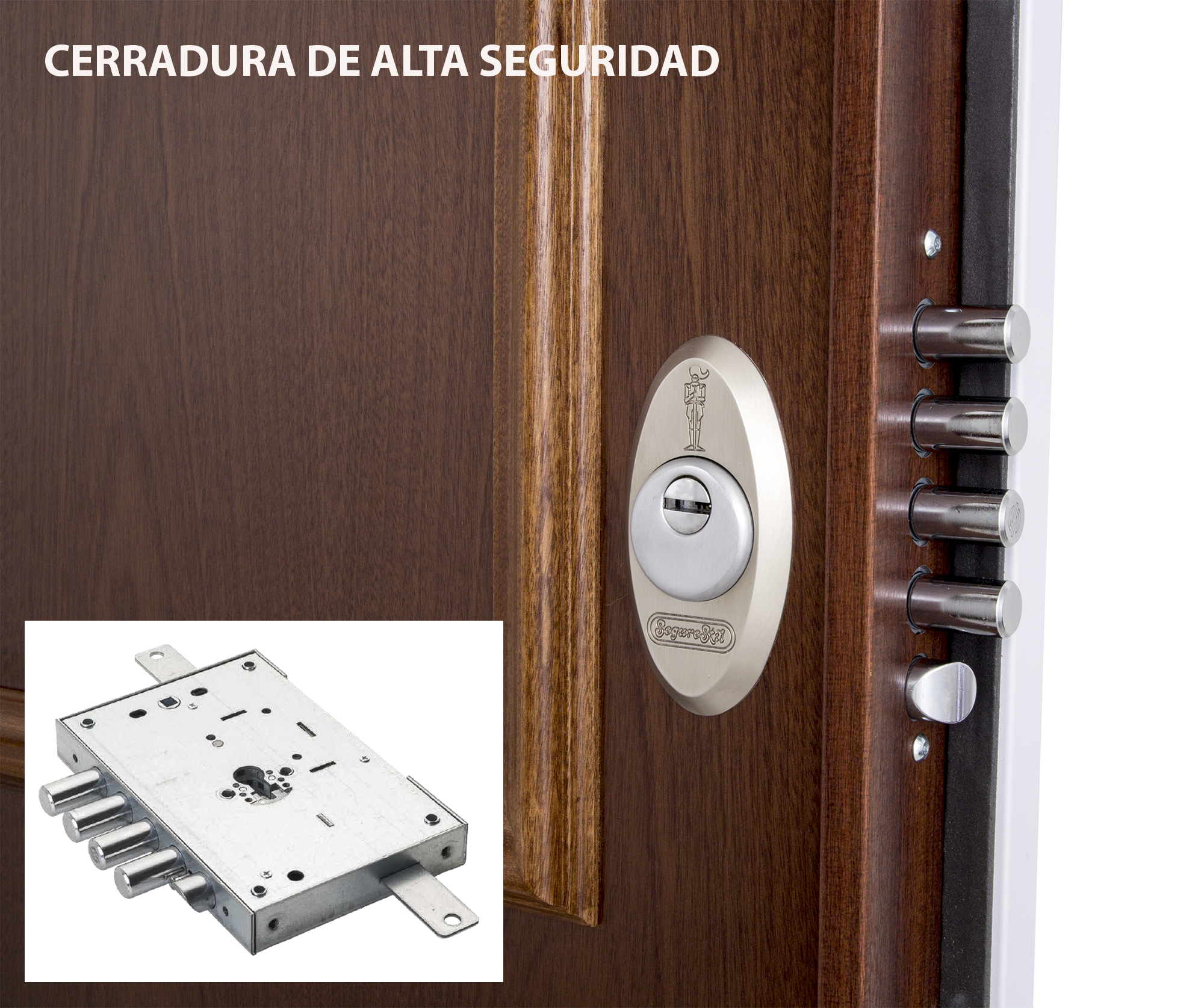Puerta de entrada acorazada serie V provenzal sapelly / interior liso blanco apertura izquierda 206x89cm - 25