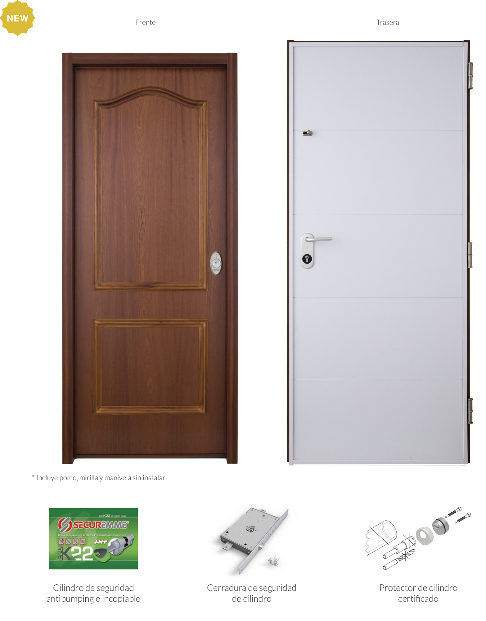 Puerta de entrada acorazada serie V provenzal sapelly / interior Lucerna fresada blanco apertura izquierda 206x89cm - 8