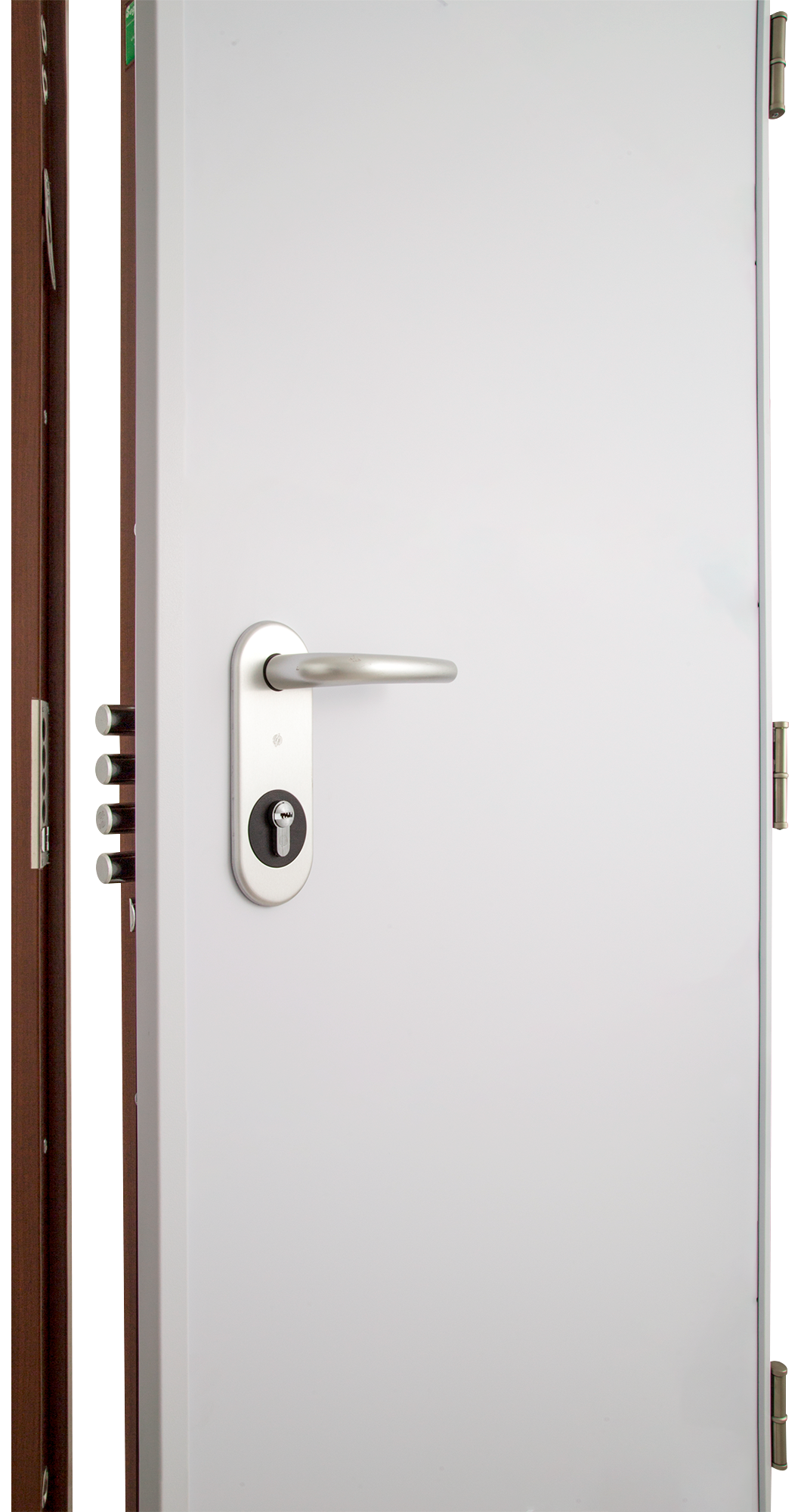 Puerta de entrada acorazada serie V liso sapelly / interior liso blanco apertura izquierda 206x89cm - 12