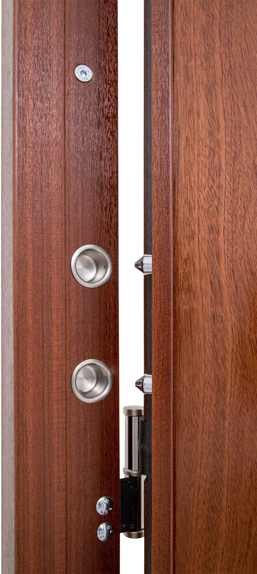 Puerta de entrada acorazada serie V liso sapelly / interior liso blanco apertura izquierda 206x89cm - 11