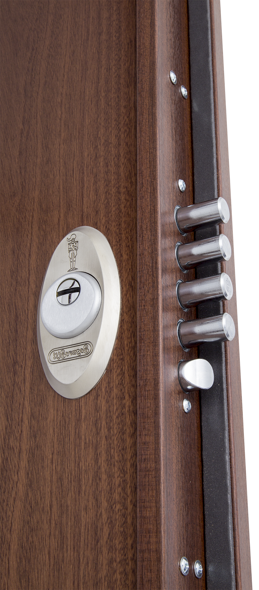 Puerta de entrada acorazada serie V liso sapelly / interior liso blanco apertura izquierda 206x89cm - 10