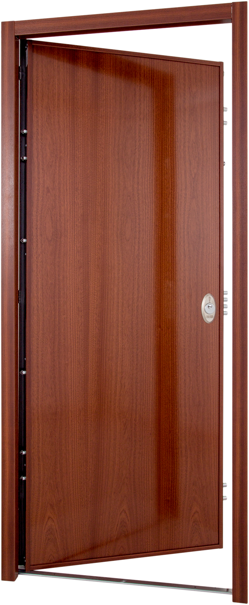 Puerta de entrada acorazada serie V liso sapelly / interior liso blanco apertura izquierda 206x89cm - 15