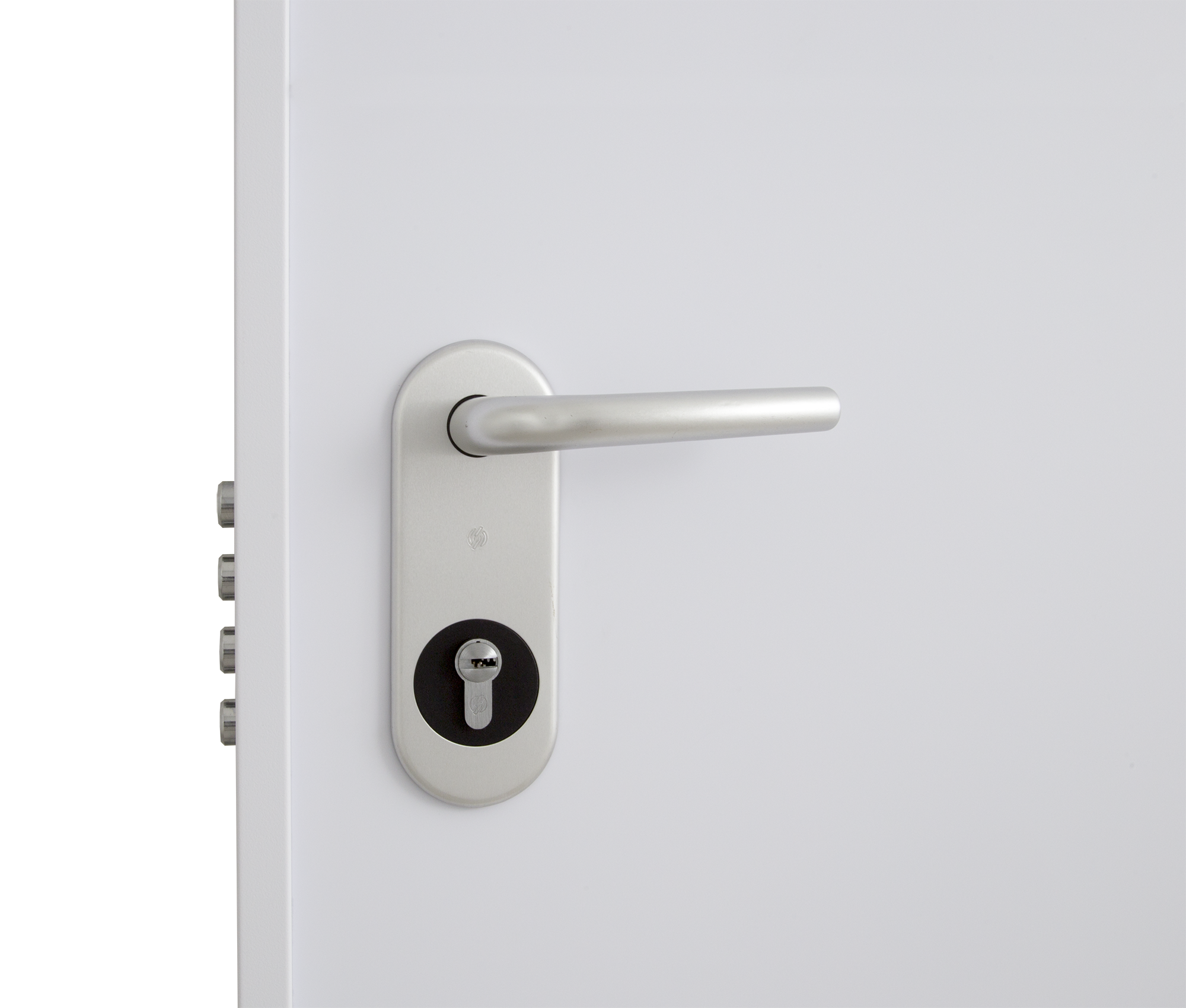Puerta de entrada acorazada serie V dos cuadros sapelly / interior liso blanco apertura izquierda 206x89cm - 7