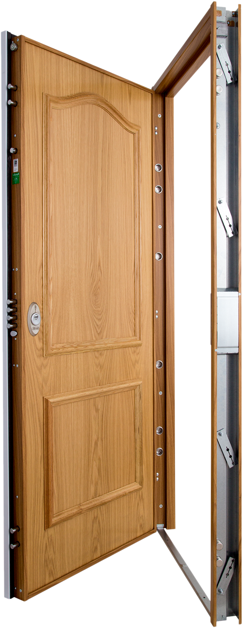 Puerta de entrada acorazada serie V provenzal roble / interior liso blanco apertura derecha 206x89cm - 14