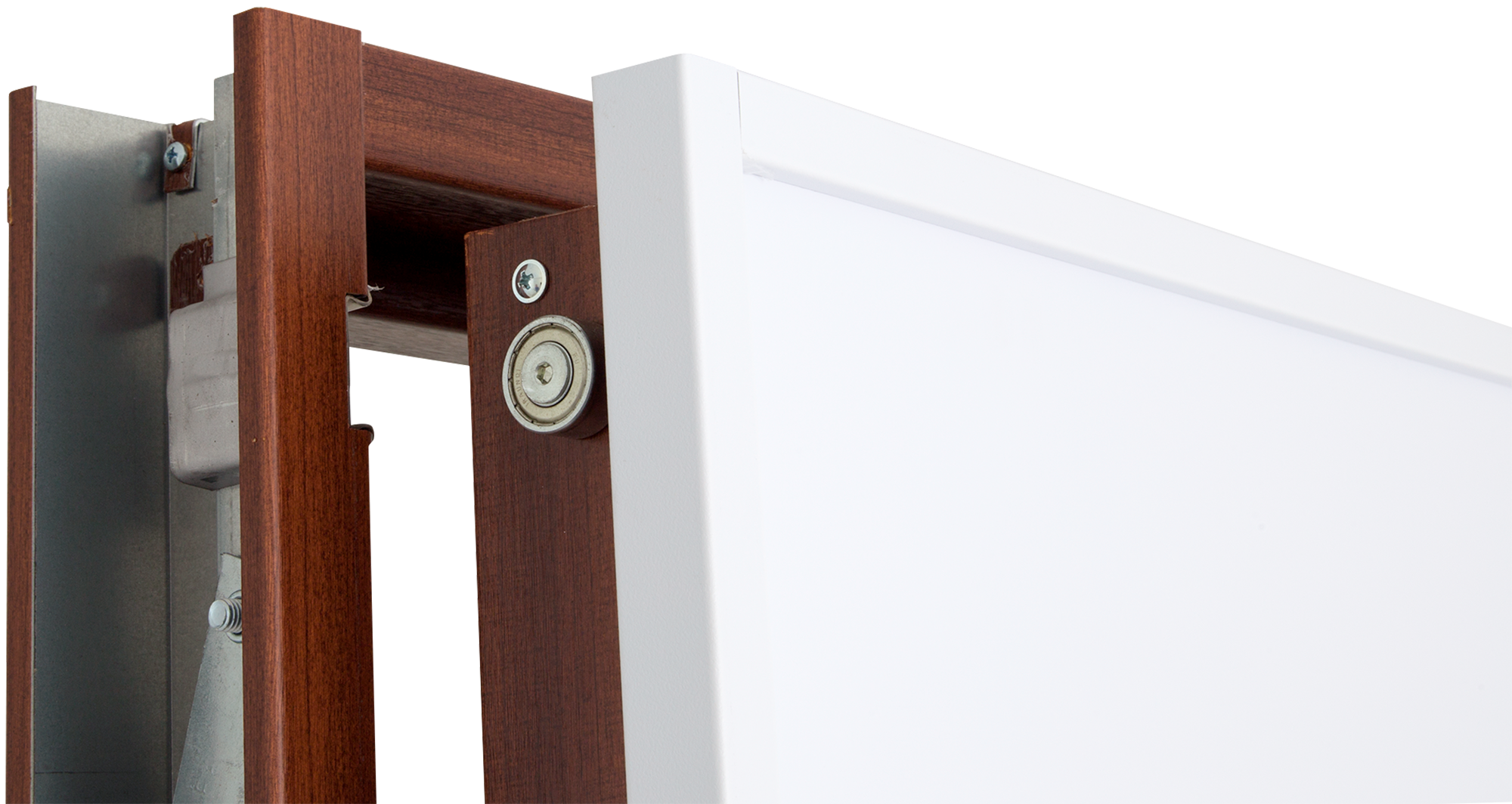 Puerta de entrada acorazada serie V liso sapelly / interior liso blanco apertura izquierda 206x89cm - 6