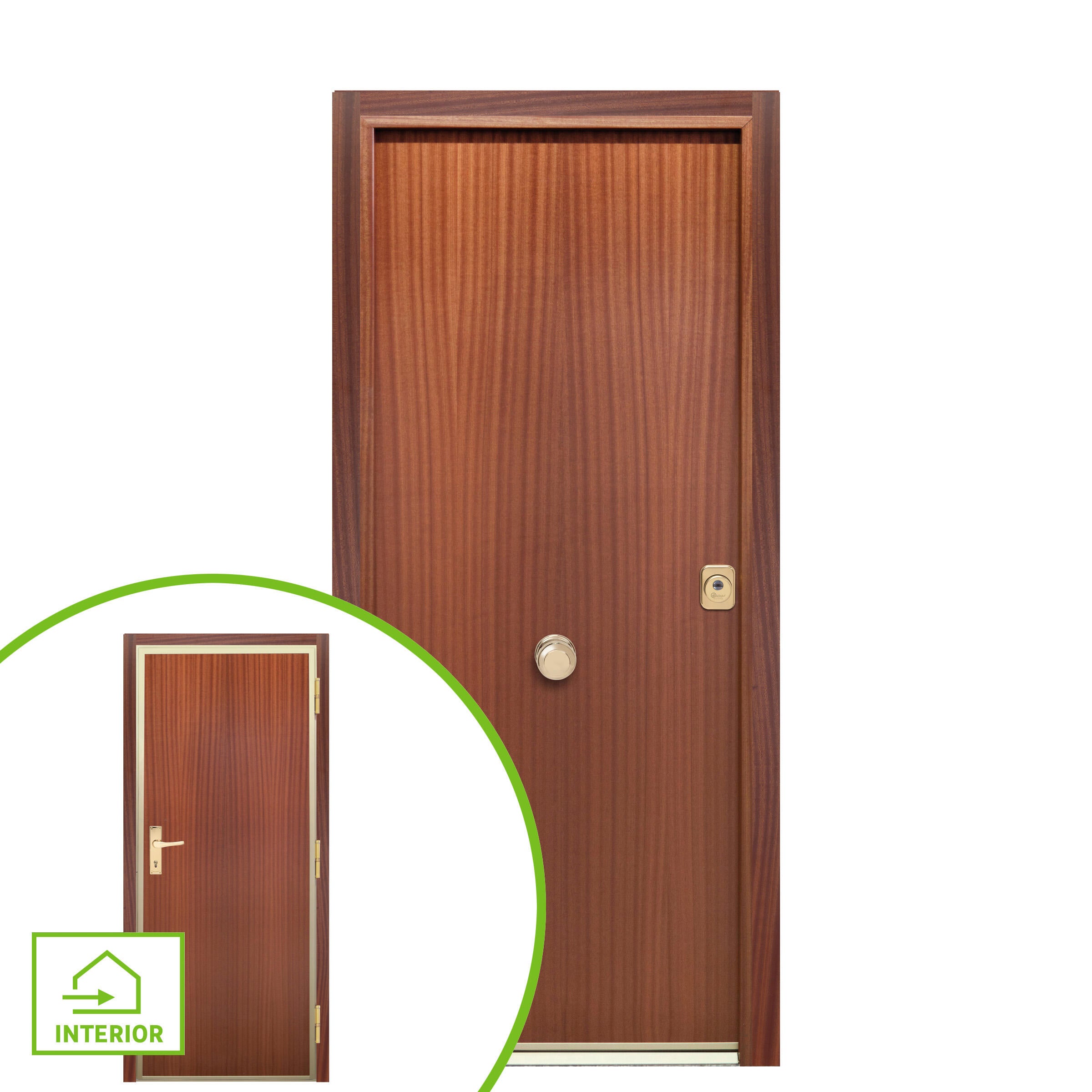 Puerta de entrada acorazada serie 400 liso sapelly / interior liso sapelly apertura izquierda 208x90.3cm - 13