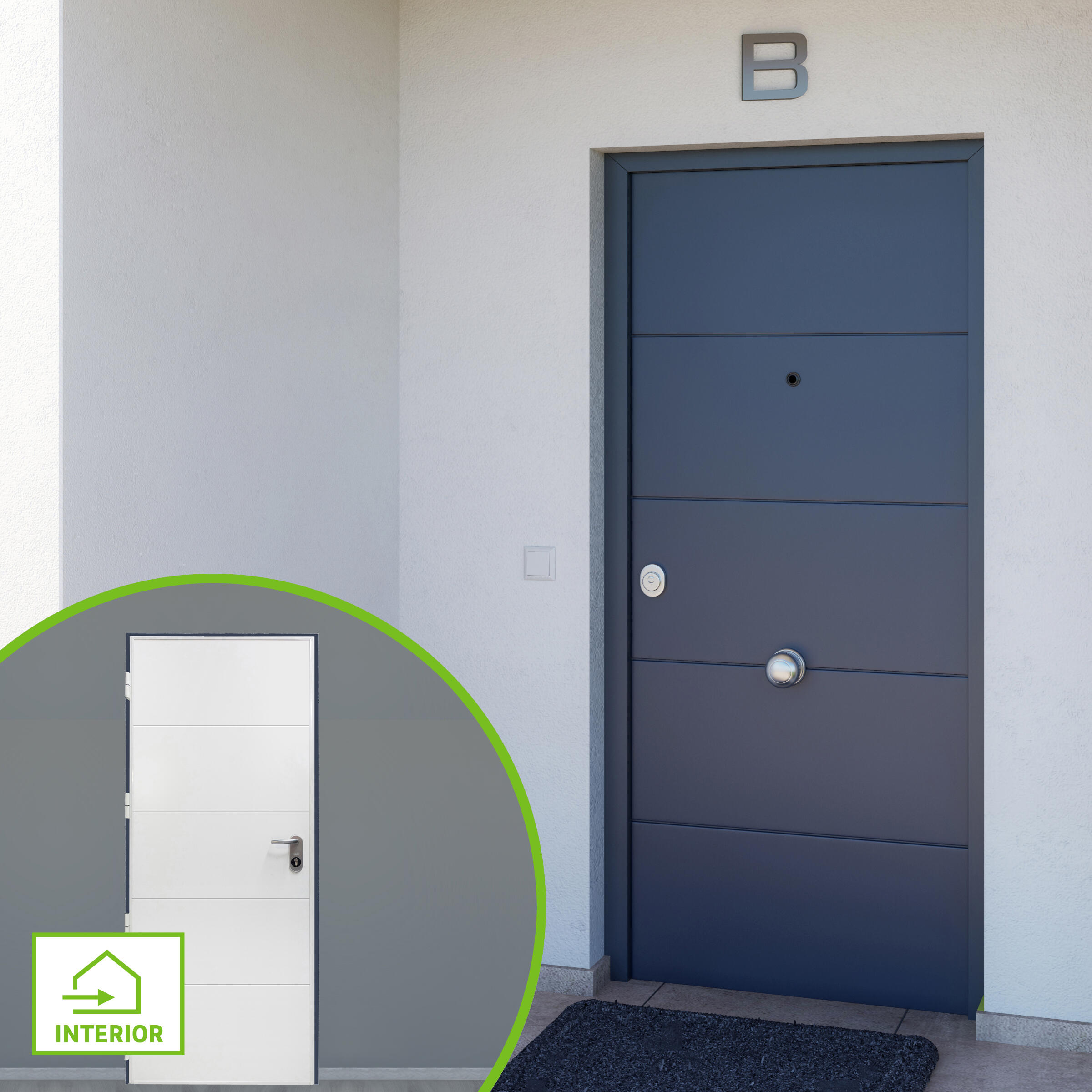 Puerta de entrada acorazada 3101 derecha gris/blanco de 90x209 cm