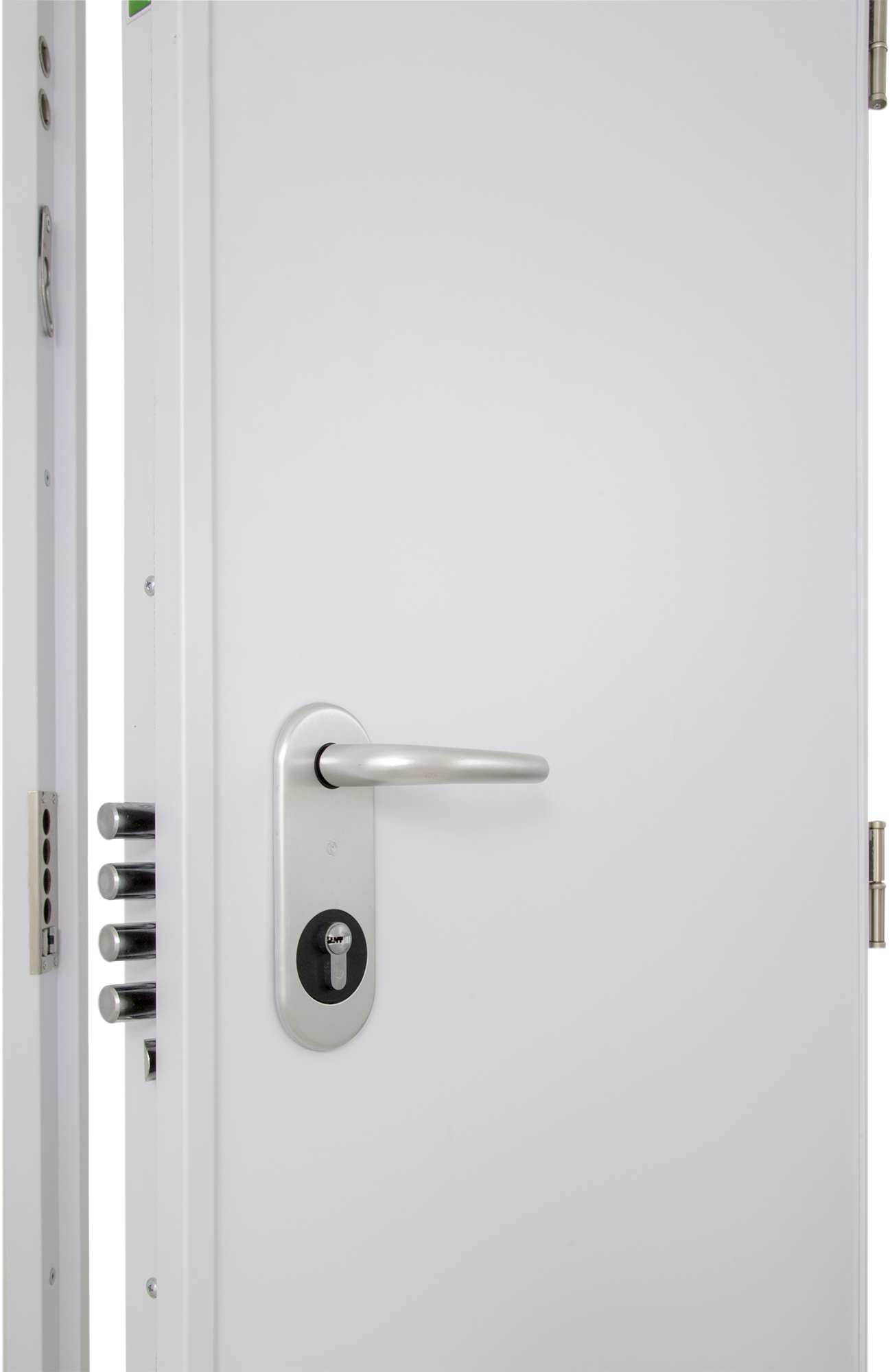 Puerta de entrada acorazada serie V fresada blanco / interior liso blanco apertura izquierda 206x89cm - 20