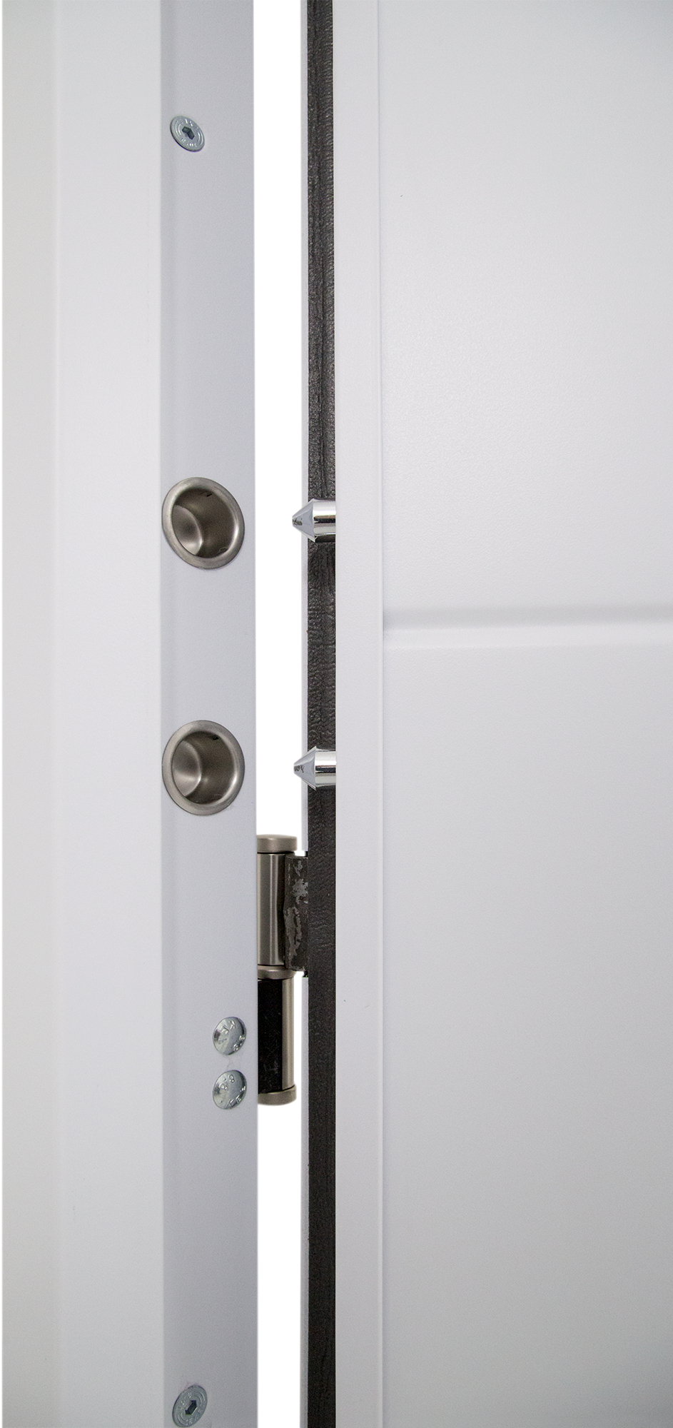 Puerta de entrada acorazada serie V fresada blanco / interior liso blanco apertura izquierda 206x89cm - 12