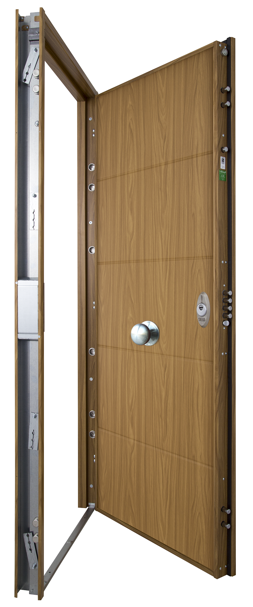 Puerta de entrada acorazada serie V fresada roble / interior liso roble apertura izquierda 206x89cm - 15