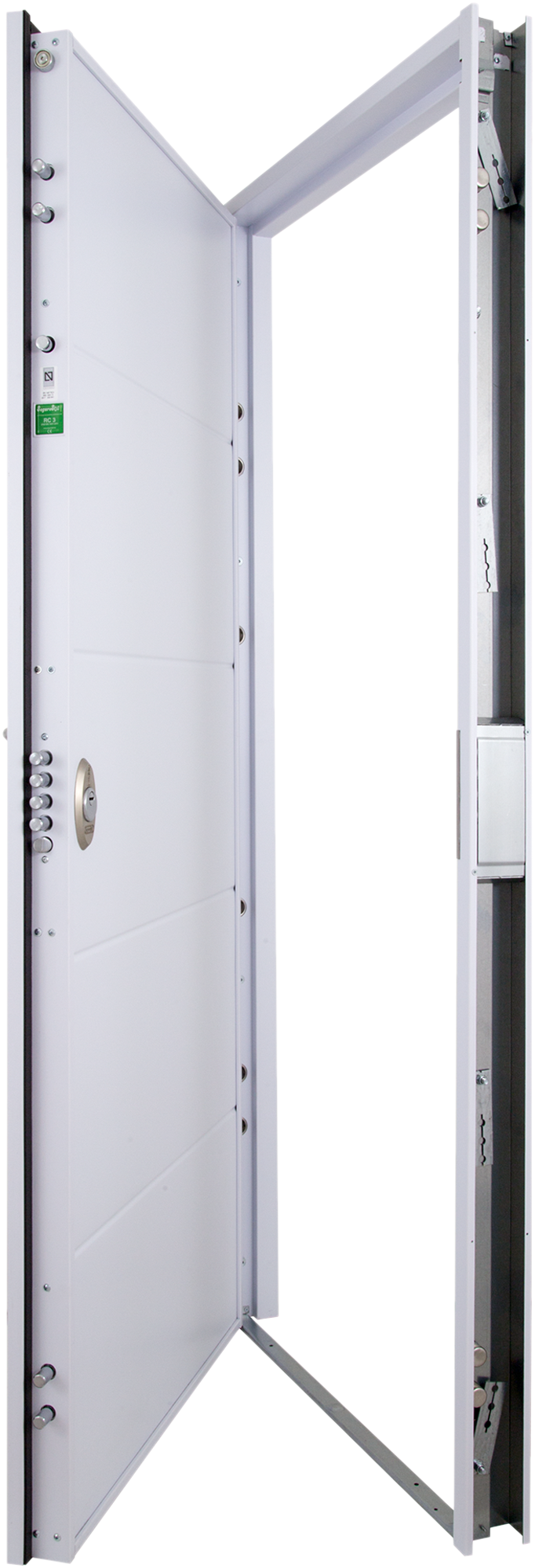 Puerta de entrada acorazada serie V fresada blanco / interior liso blanco apertura izquierda 206x89cm - 15