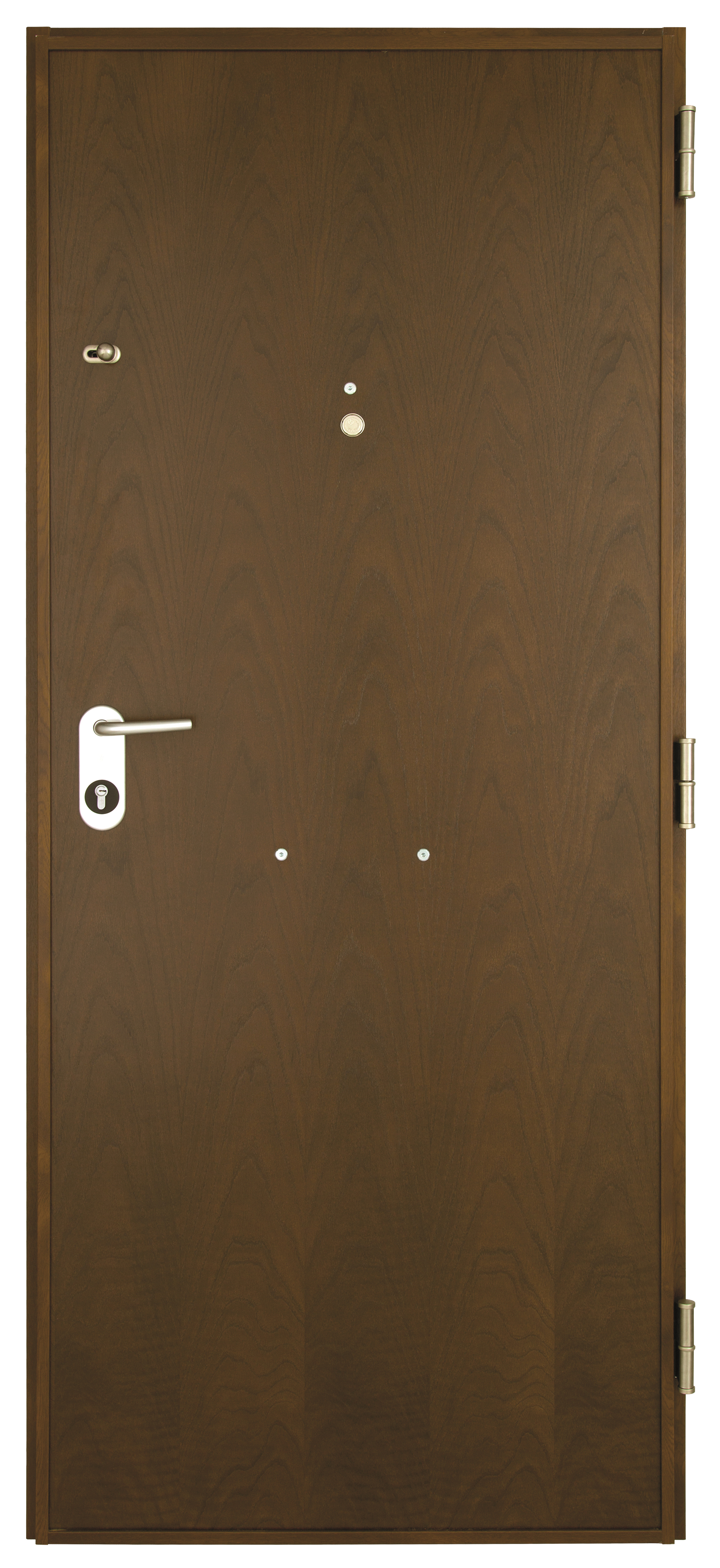 Puerta de entrada acorazada serie V rústico nogal / interior liso nogal apertura izquierda 206x89cm - 3