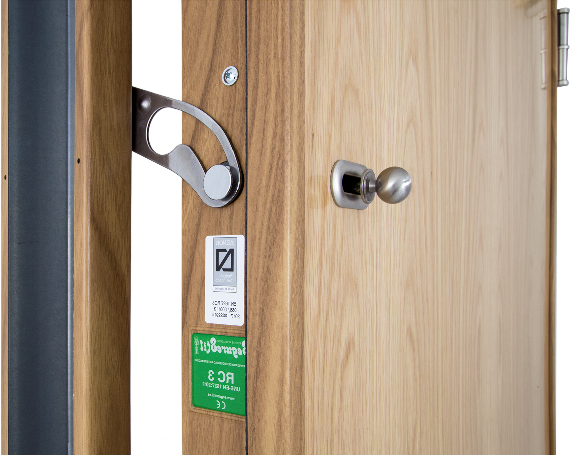 Puerta de entrada acorazada serie V fresada roble / interior liso roble apertura izquierda 206x89cm - 11