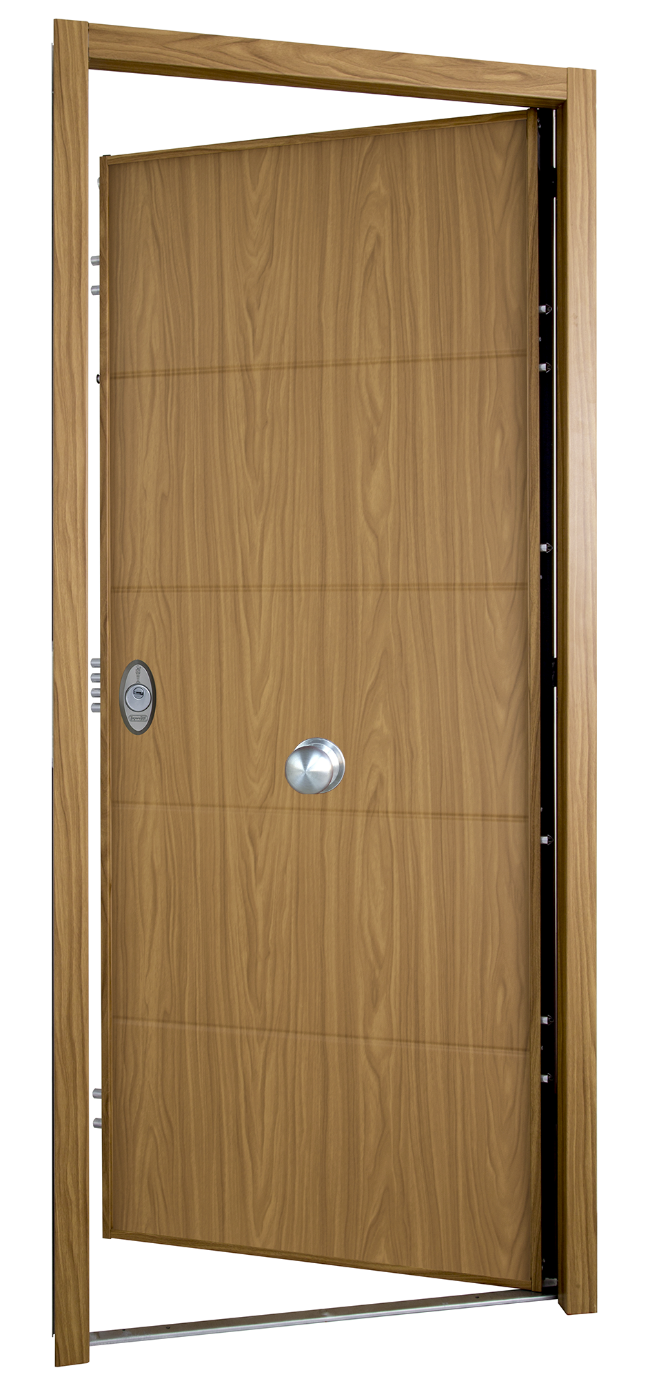 Puerta de entrada acorazada serie V fresada roble / interior liso roble apertura derecha 206x89cm - 11