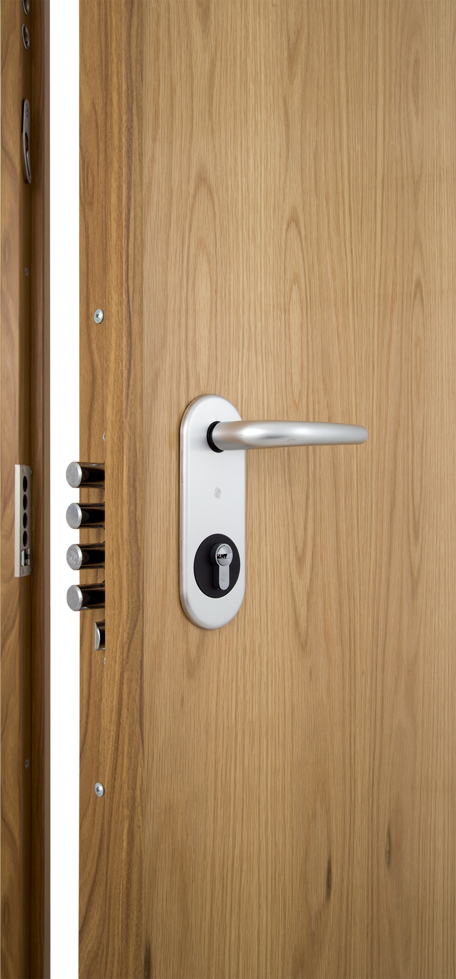 Puerta de entrada acorazada serie V fresada roble / interior liso roble apertura izquierda 206x89cm - 10