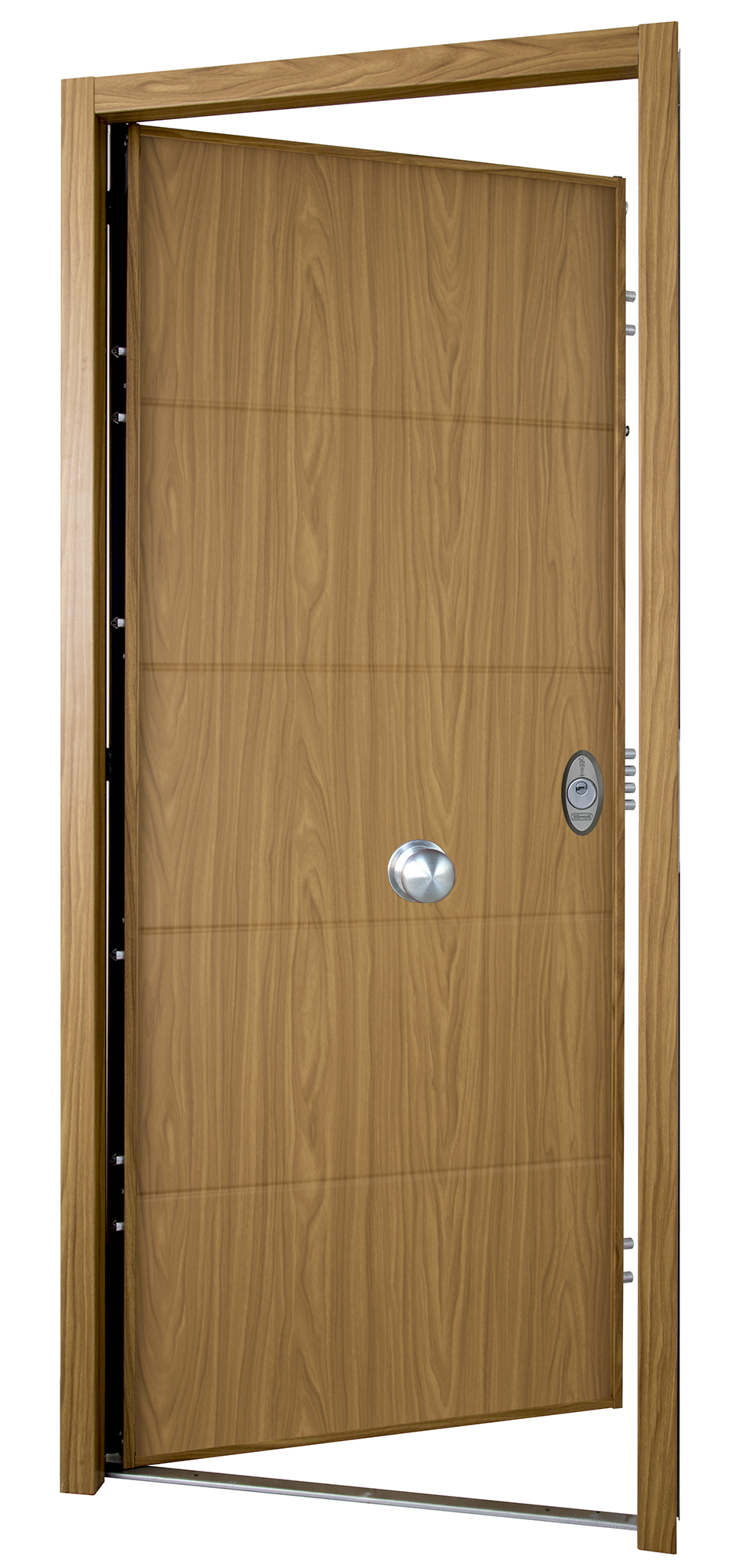 Puerta de entrada acorazada serie V fresada roble / interior liso roble apertura izquierda 206x89cm - 14