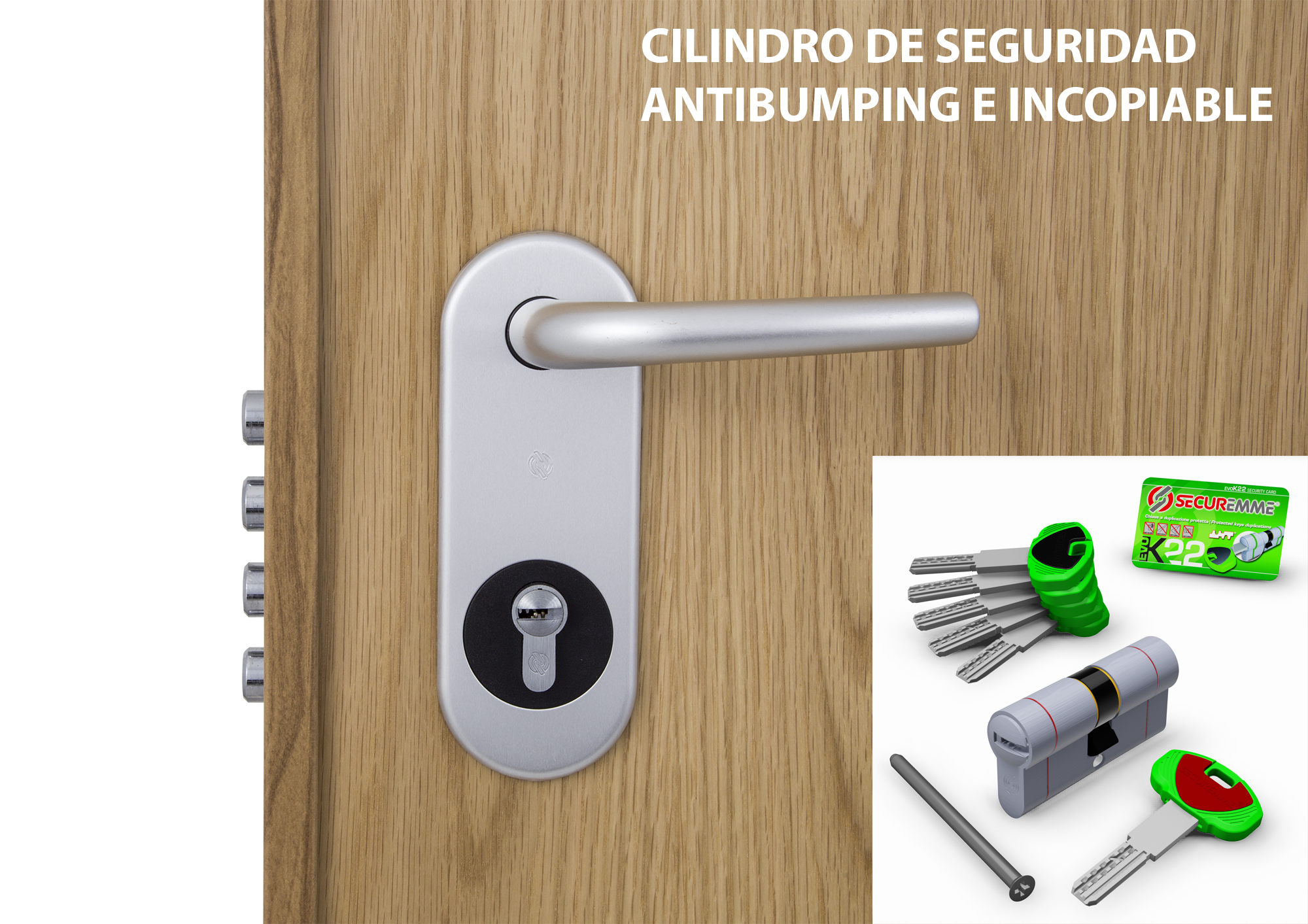 Puerta de entrada acorazada serie V fresada roble / interior liso roble apertura derecha 206x89cm - 16