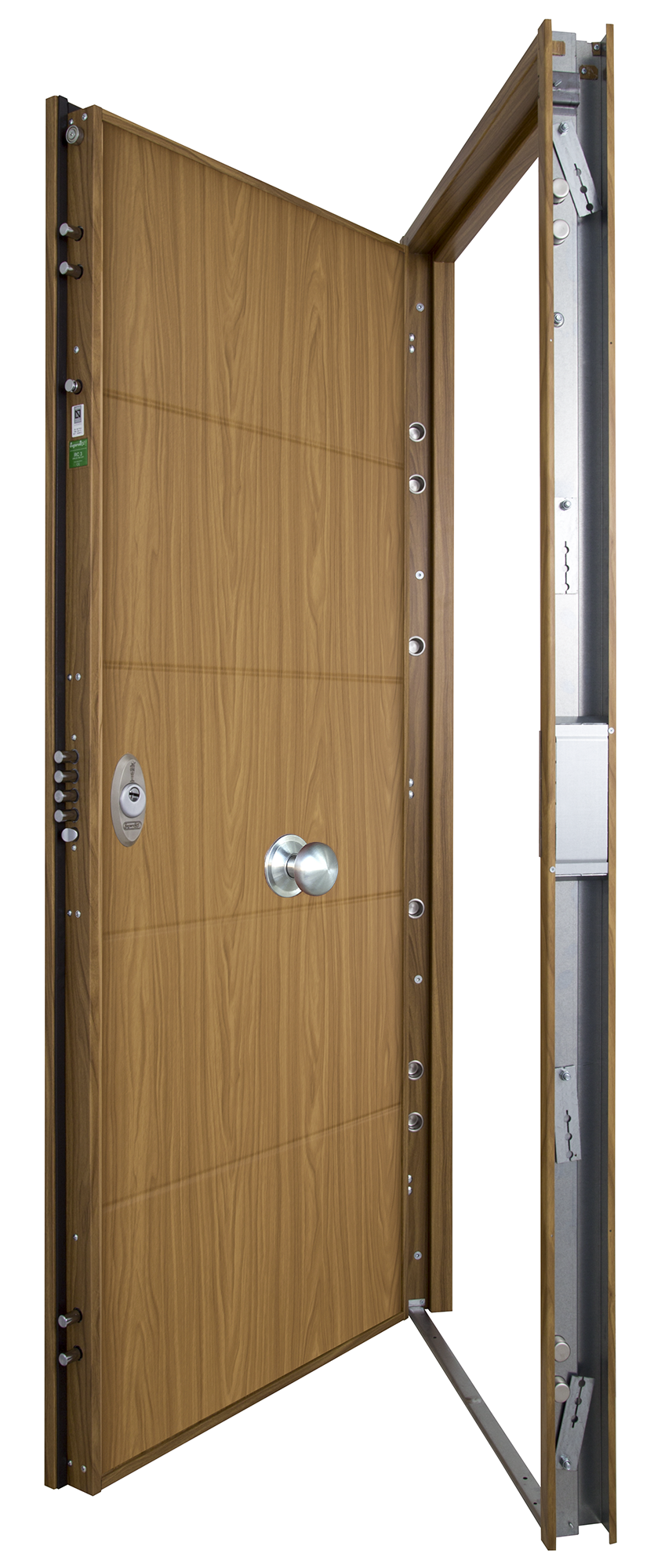 Puerta de entrada acorazada serie V fresada roble / interior liso roble apertura derecha 206x89cm - 10