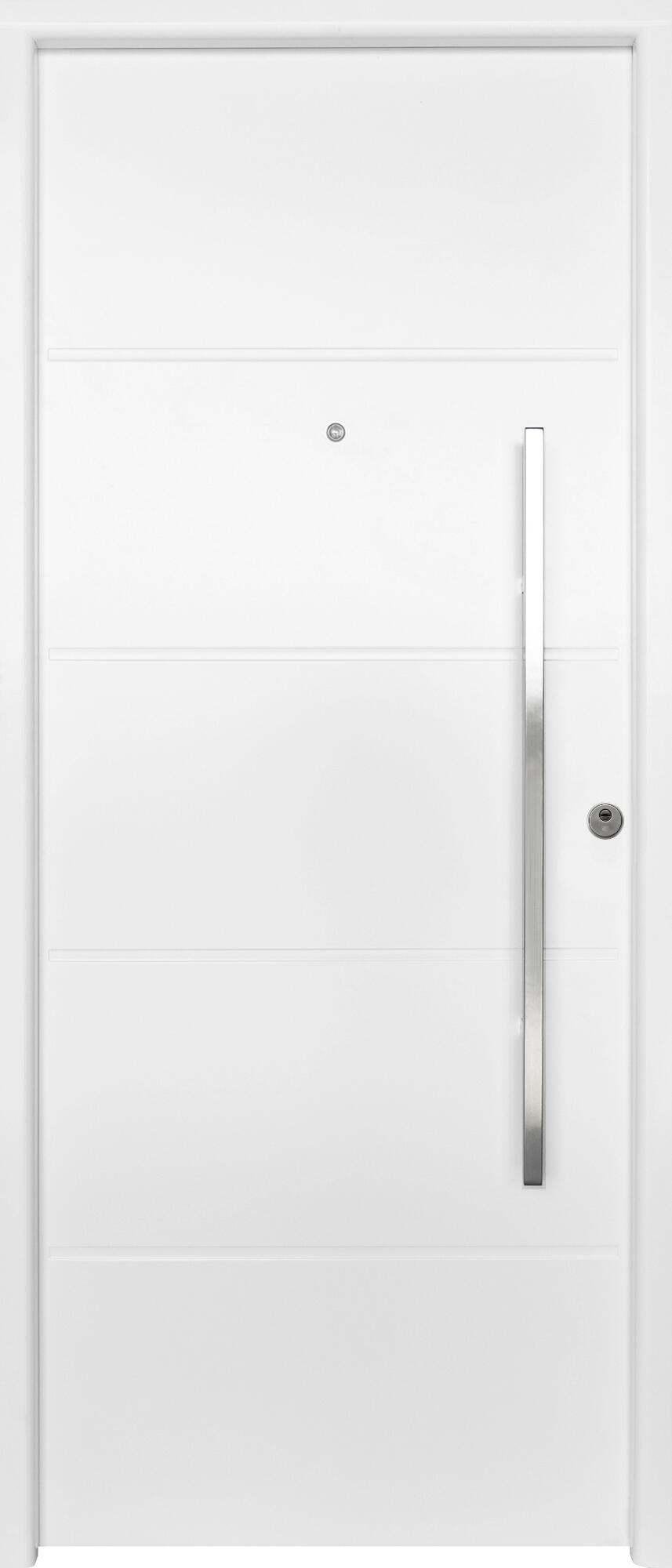 Puerta de entrada metálica serie Saga fresada blanco /interior liso blanco apertura izquierda 210x90cm - 2