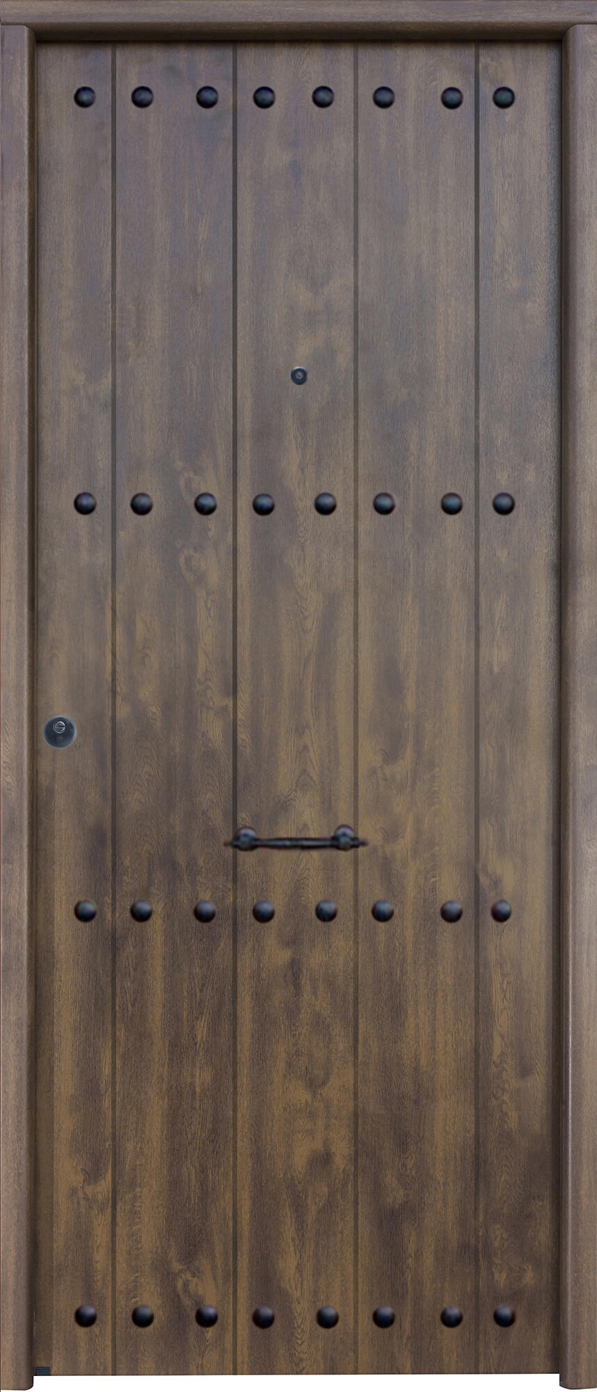 Puerta de entrada metálica serie Saga rústico roble viejo /interior liso roble viejo apertura derecha 210x90cm - 2