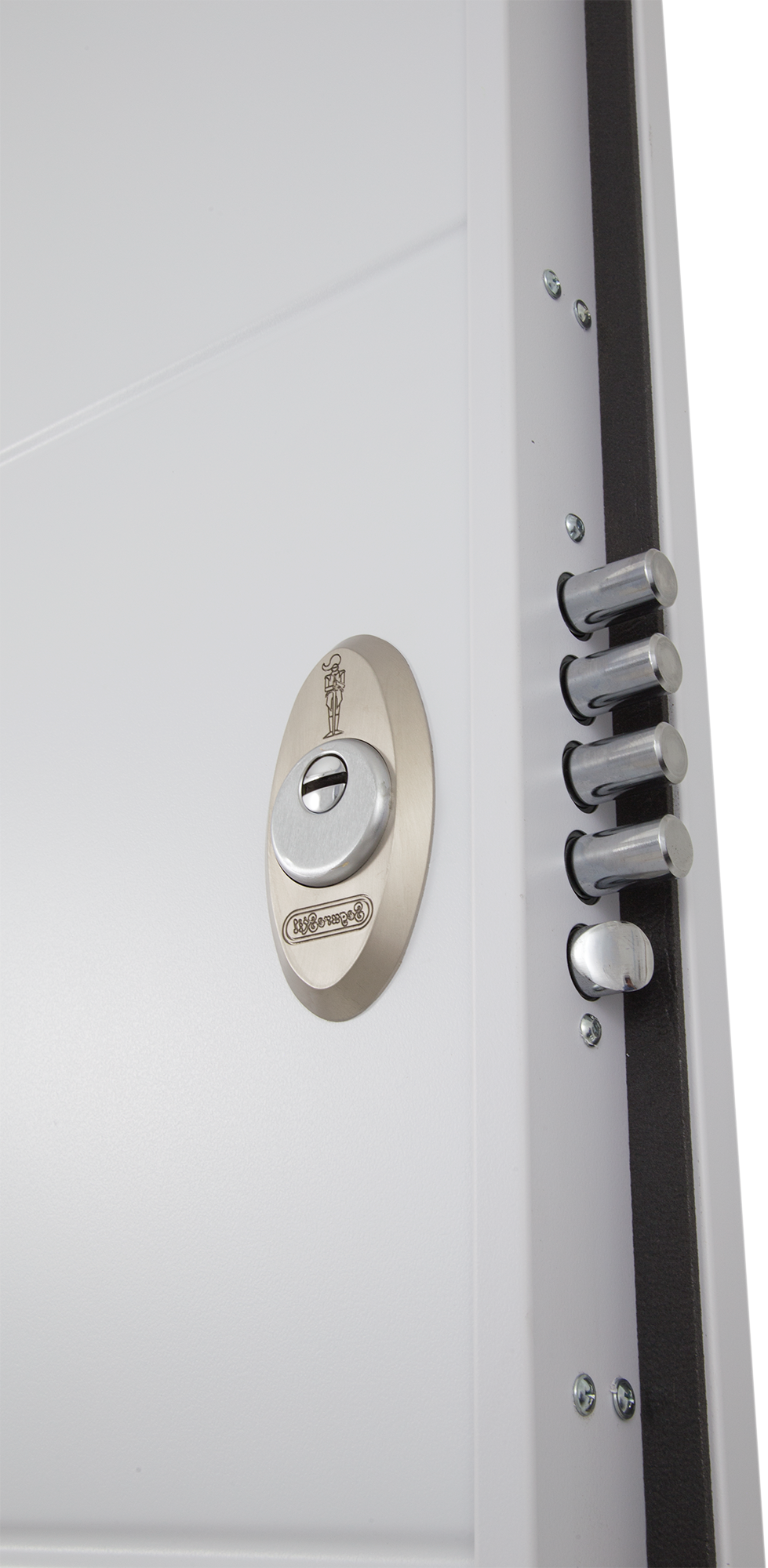 Puerta de entrada acorazada serie V fresada blanco / interior liso blanco apertura izquierda 206x89cm - 6