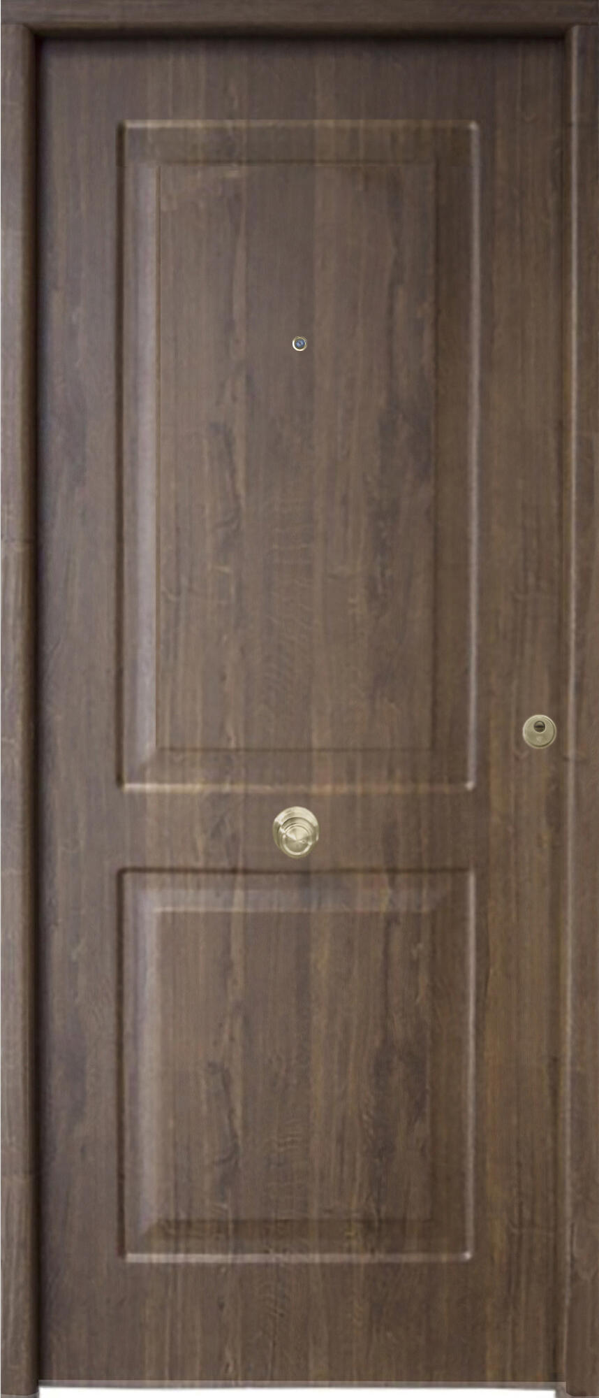 Puerta de entrada metálica serie Saga dos cuadros roble viejo /interior dos cuadros roble viejo apertura izquierda 210x90cm - 3