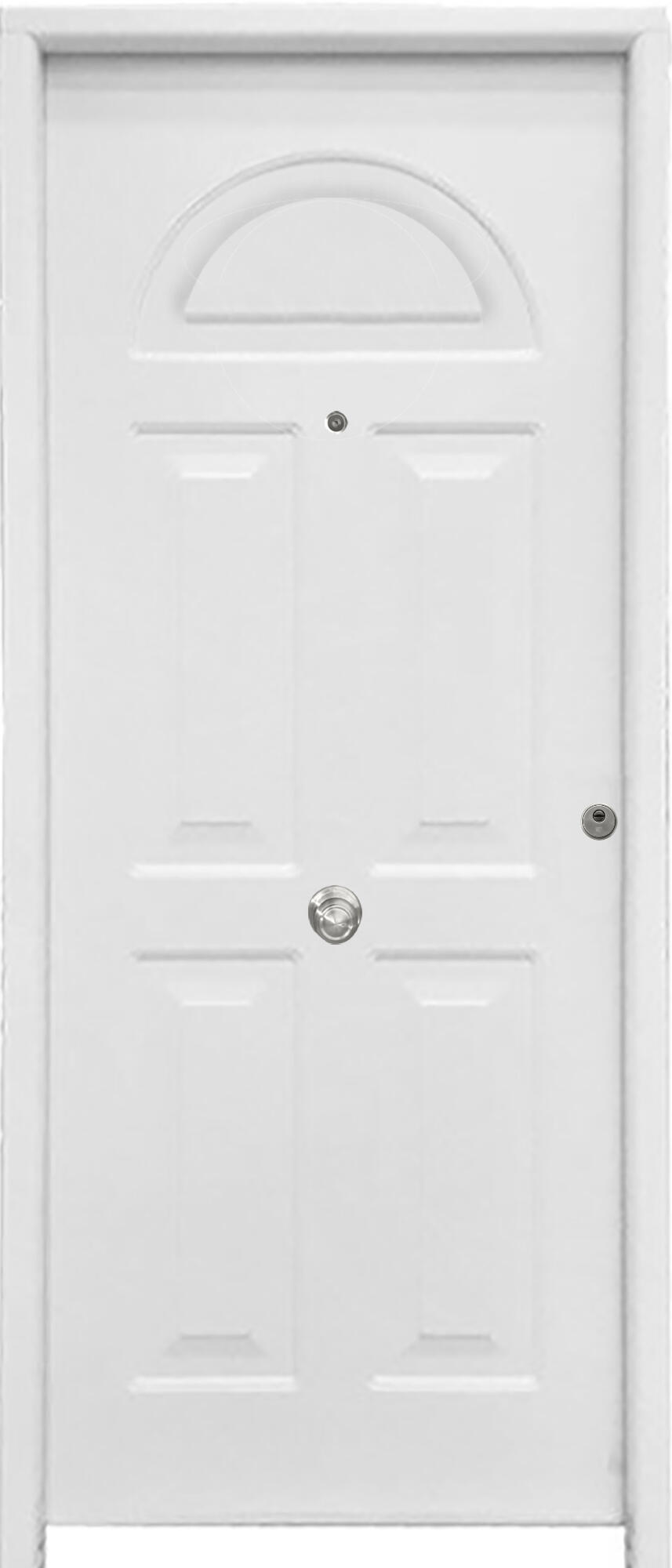 Puerta de entrada metálica serie Saga Coral rústico blanco /interior Coral blanco apertura izquierda 210x90cm - 3