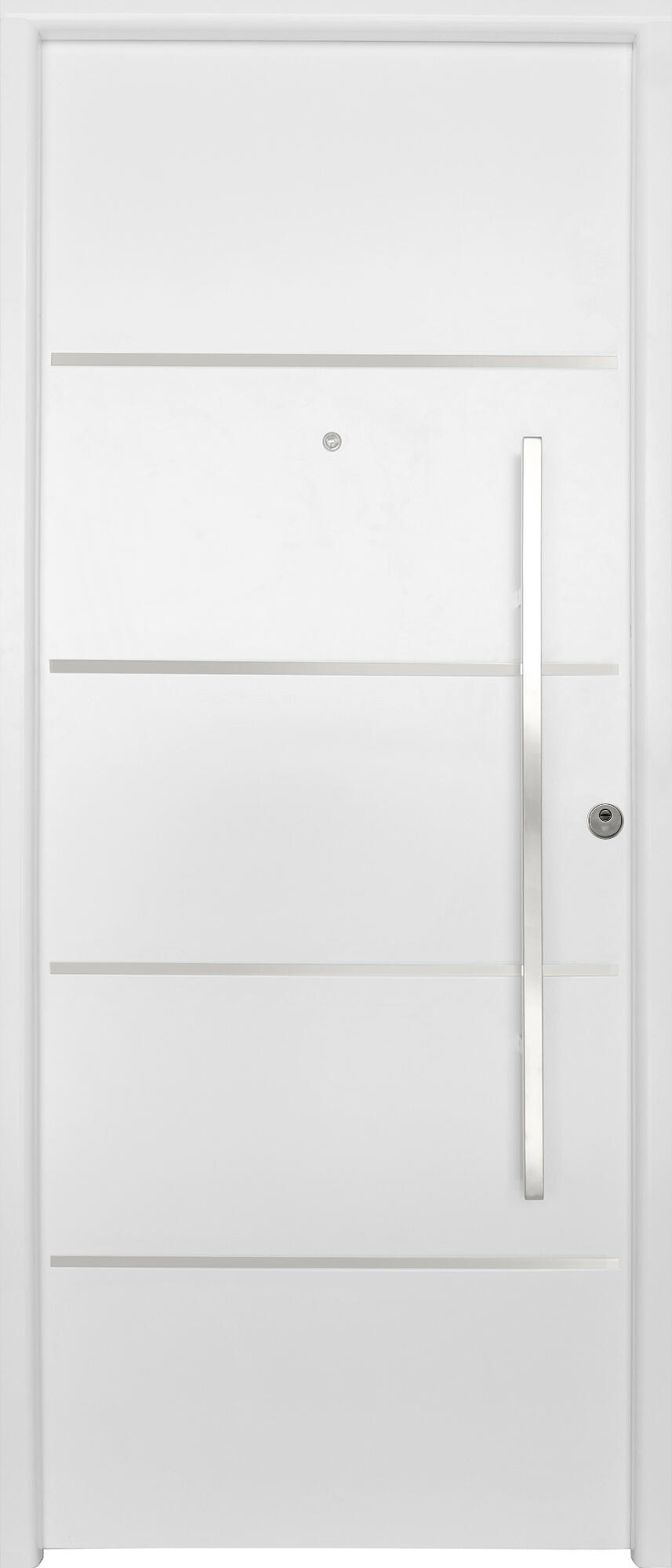 Puerta de entrada metálica serie Saga Cintia fresada blanco /interior liso blanco apertura izquierda 210x90cm - 2