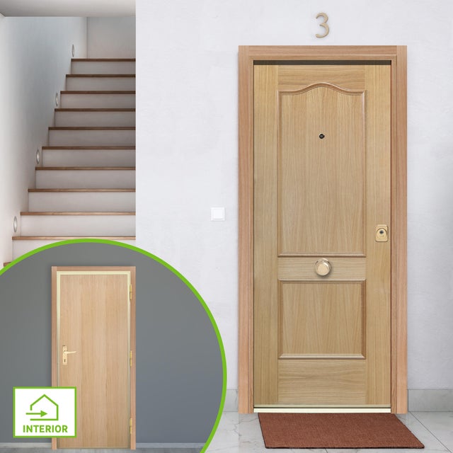 Puerta de entrada acorazada serie 300 provenzal roble / interior liso roble apertura izquierda 208x90.3cm
