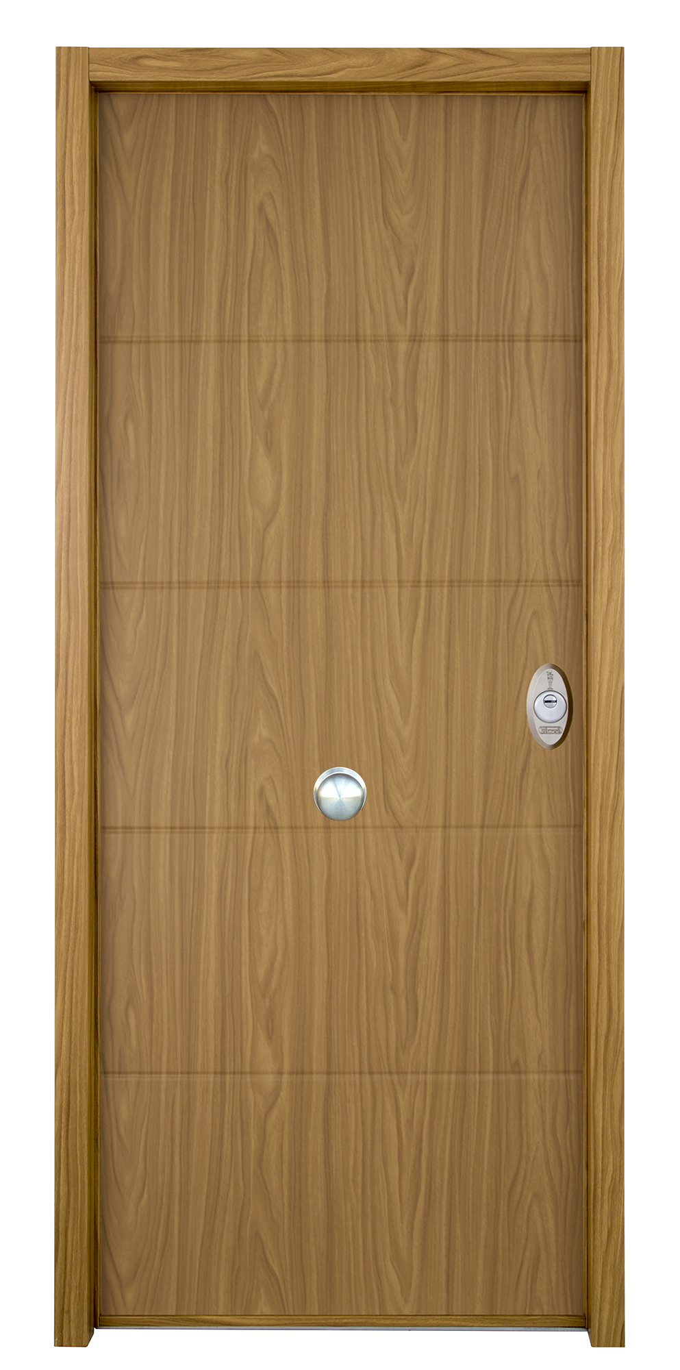 Puerta de entrada acorazada serie V fresada roble / interior liso roble apertura izquierda 206x89cm - 3