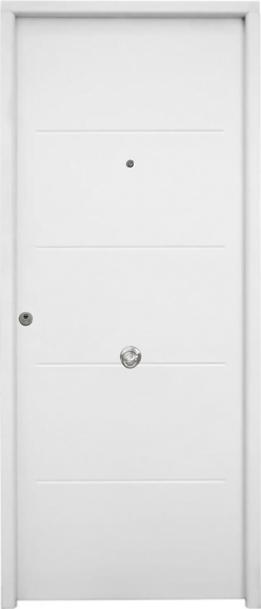 Puerta de entrada metálica serie Saga fresada blanco /interior fresada blanco apertura derecha 210x90cm - 4