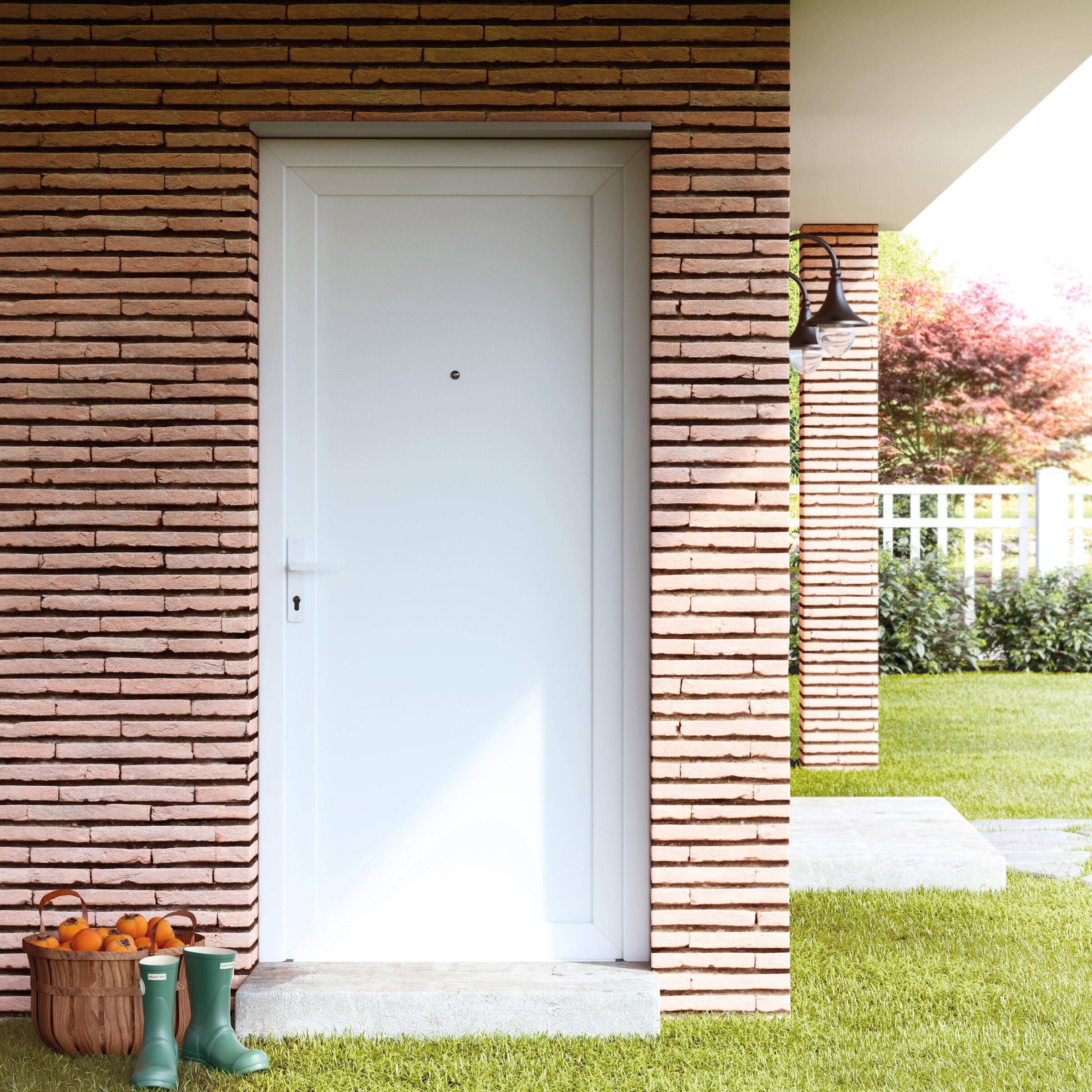 Puerta de entrada serie Basic pvc Sevilla diseño liso color blanco apertura derecha 208x98cm - 14