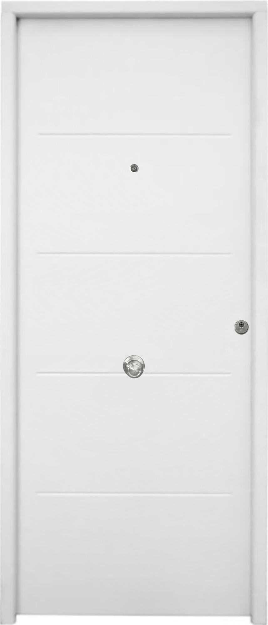 Puerta de entrada metálica serie Saga fresada blanco /interior fresada blanco apertura izquierda 210x90cm - 3