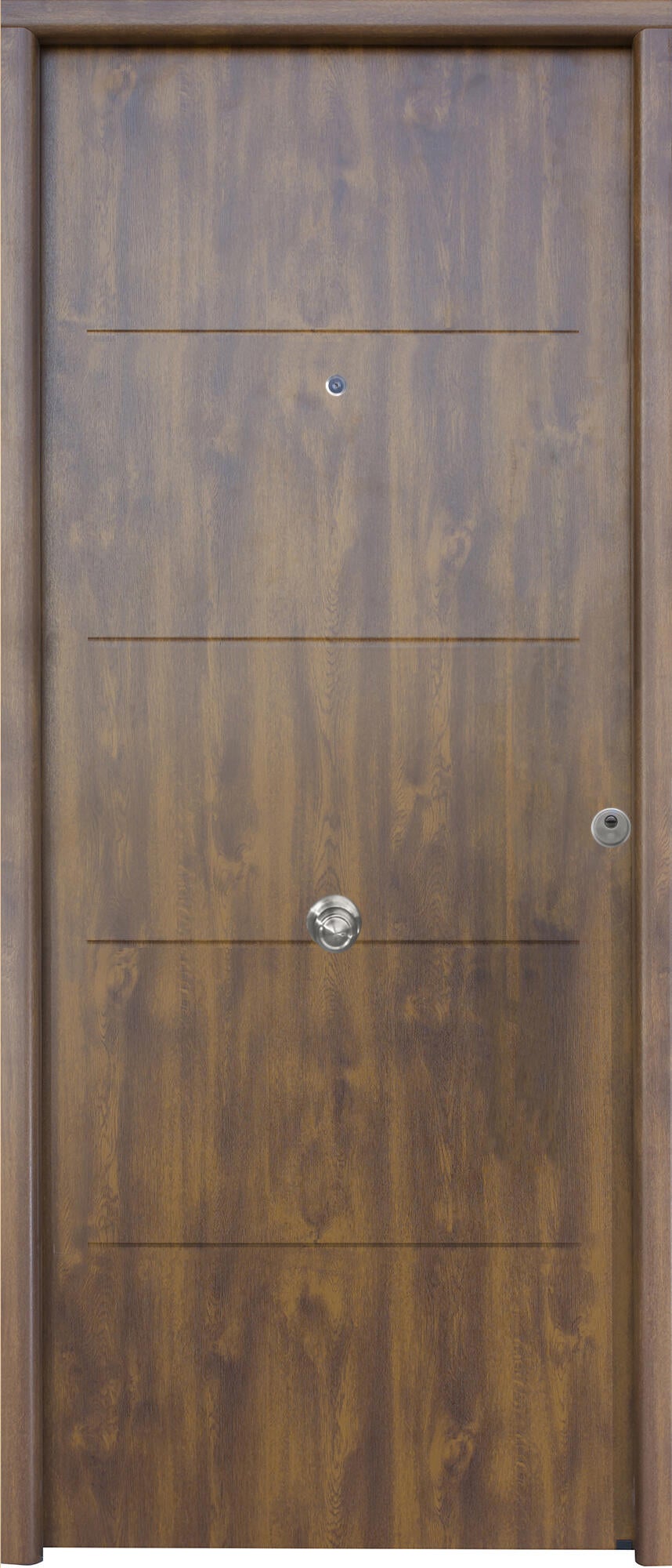 Puerta de entrada metálica serie Saga 1105 fresada embero /interior fresada embero apertura izquierda 210x90cm - 2