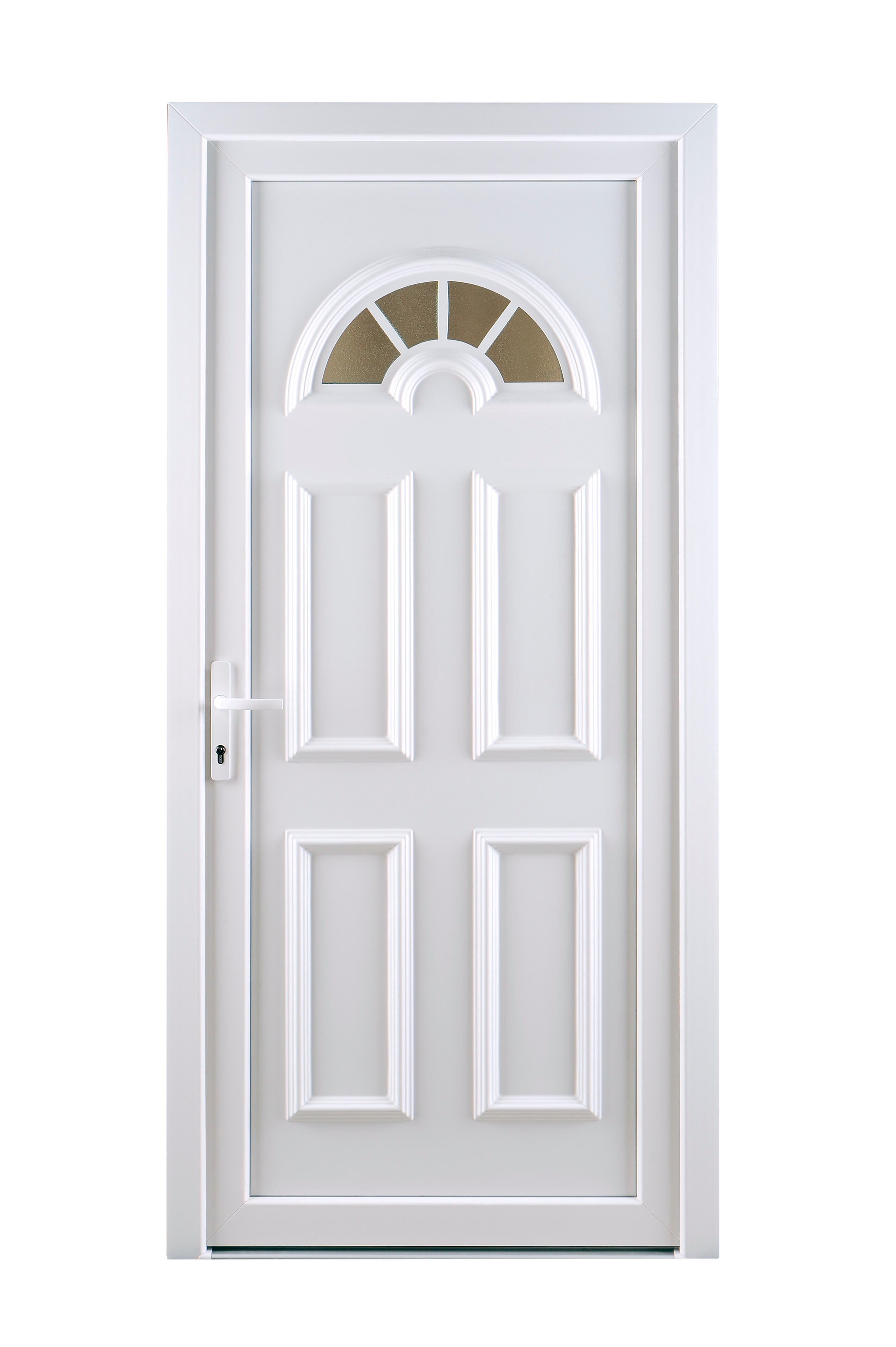 Puerta de entrada serie Basic pvc Ibiza diseño rústico color blanco apertura derecha 208x98cm - 13