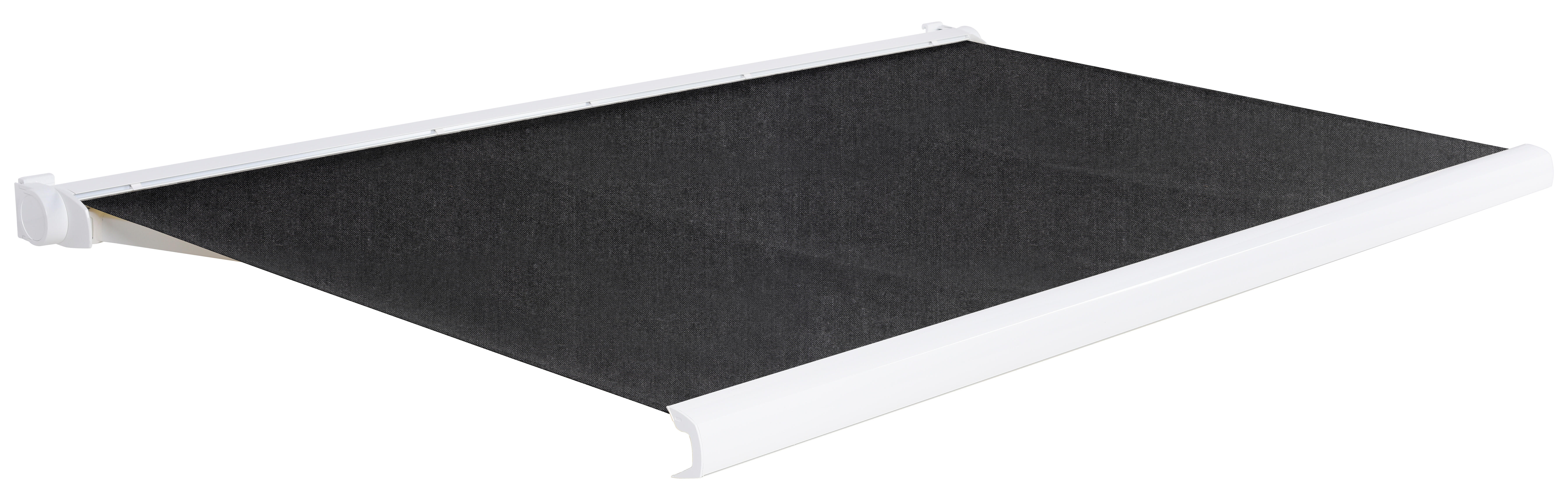 Toldo brazo extensible terraza ares motor con cofre blanco tela gris 3x2.5 m