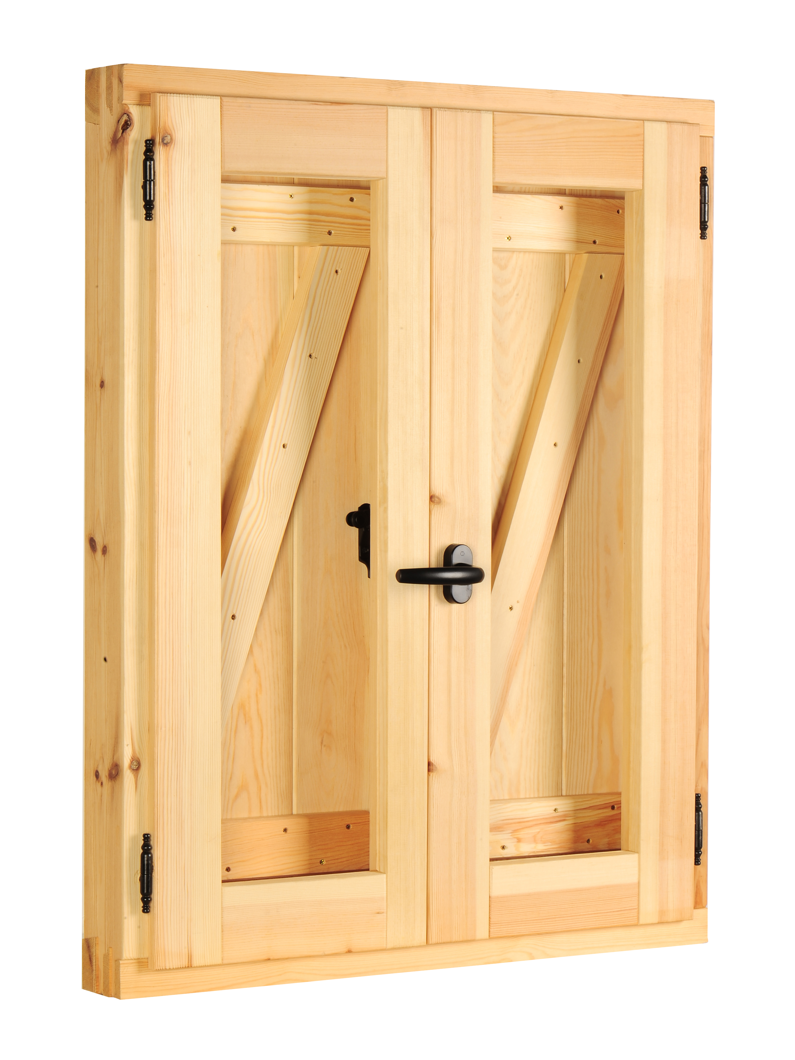 Ventana madera de pino practicable con postigo en Z de 80x80cm(anchoxalto) - 5