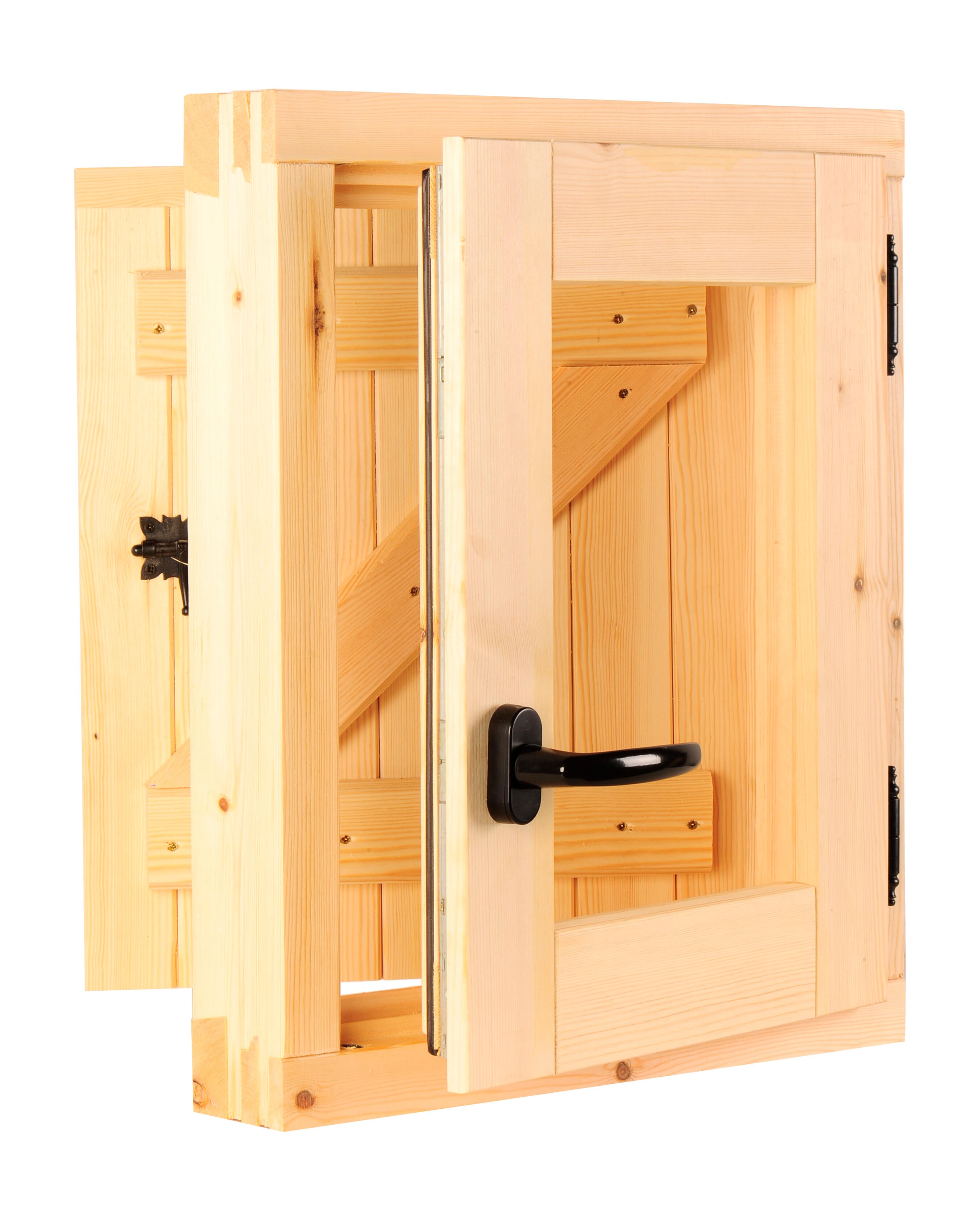 Ventana madera de pino practicable con postigo en Z de 50x60 cm(anchoxalto) - 5