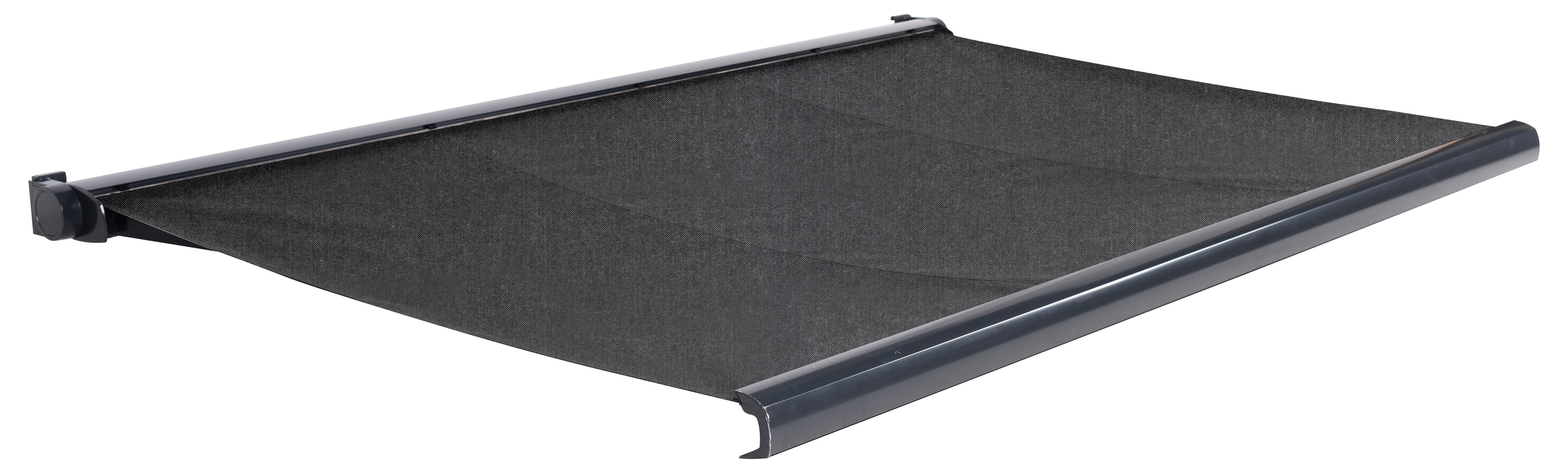 Toldo brazo extensible terraza ares motorizado con cofre gris tela gris 3x2.5 m