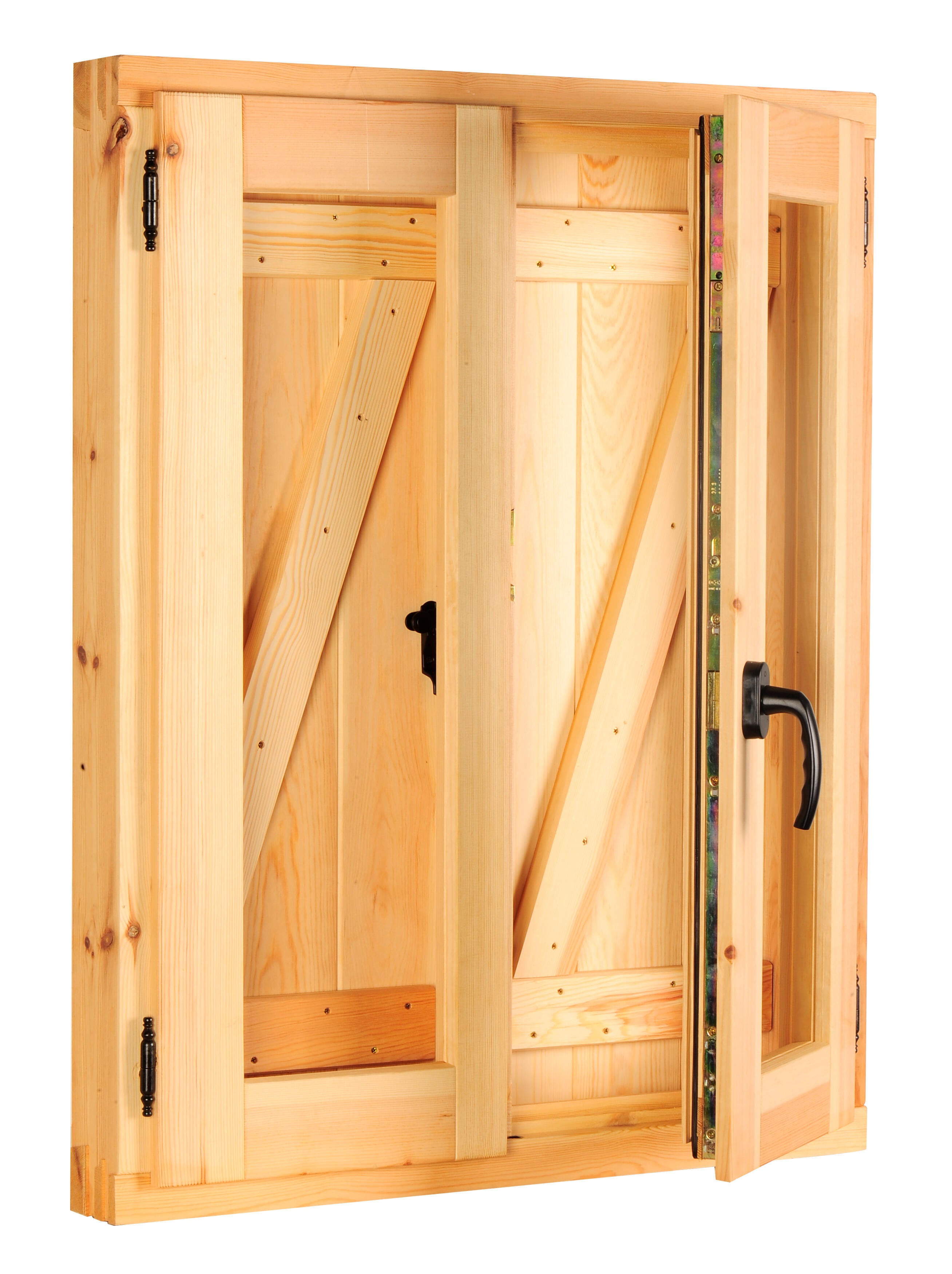 Ventana madera de pino practicable con postigo en Z de 100x100cm(anchoxalto) - 5