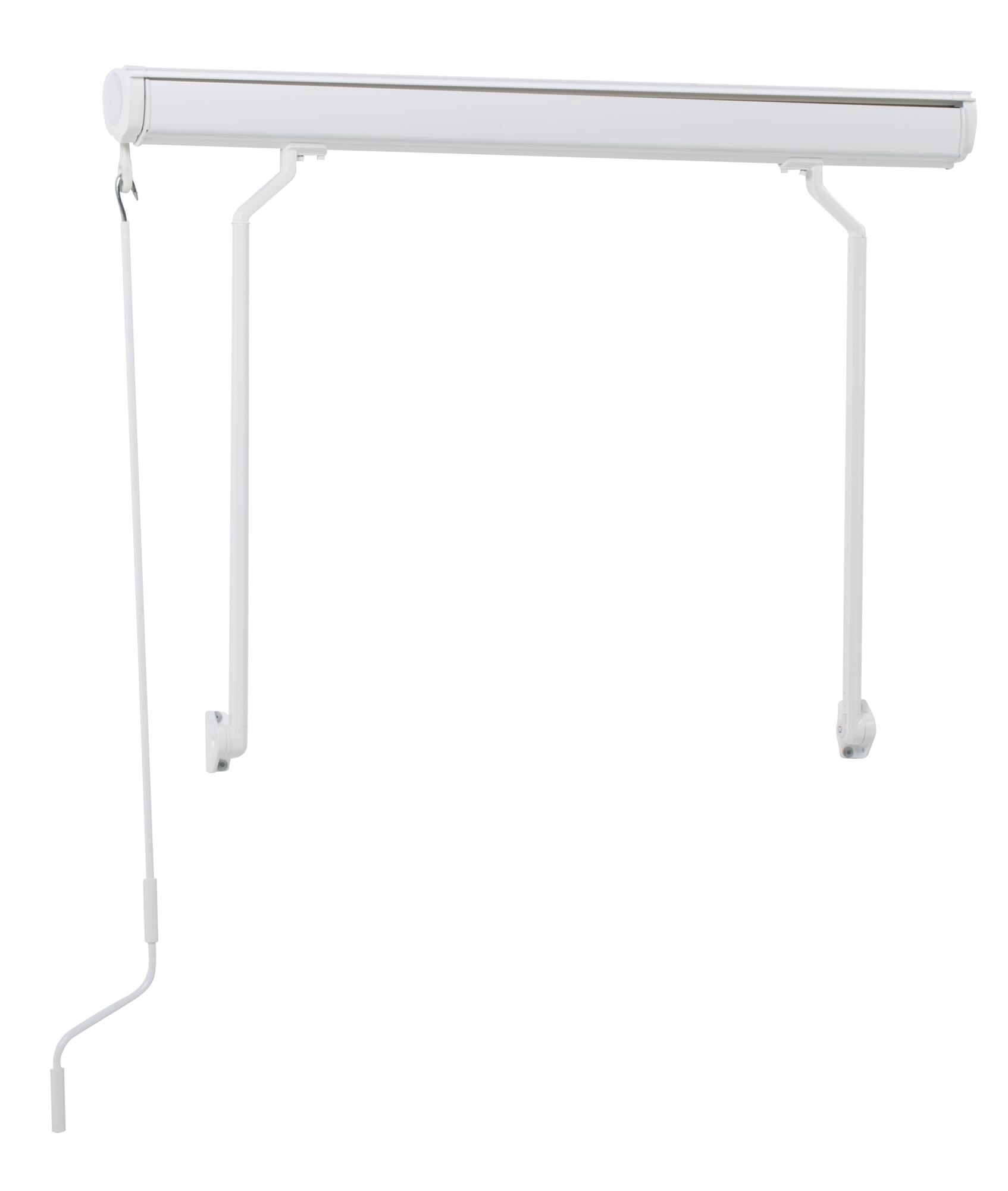 Toldo brazo punto recto ventana desert manual con cofre blanco tela beige 1.5x1m