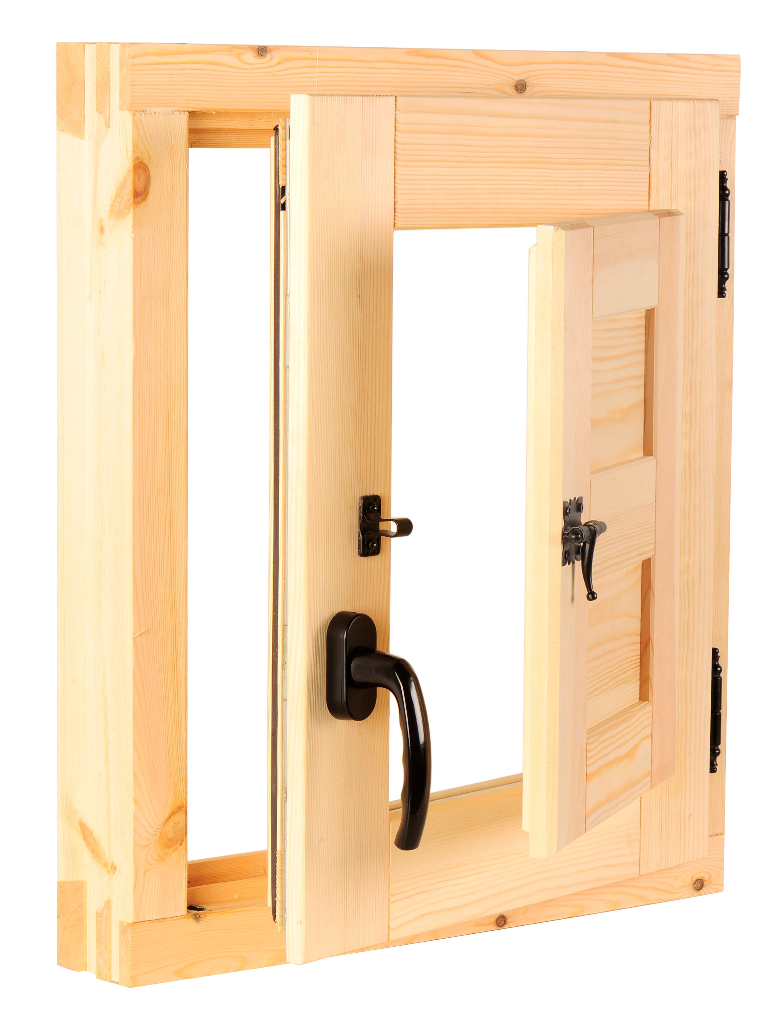 Ventana madera de pino line practicable con postigo de 50x60cm(anchoxalto) - 4