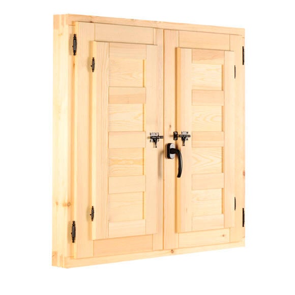 Ventana madera de pino line practicable con postigo de 100x120cm(anchoxalto)