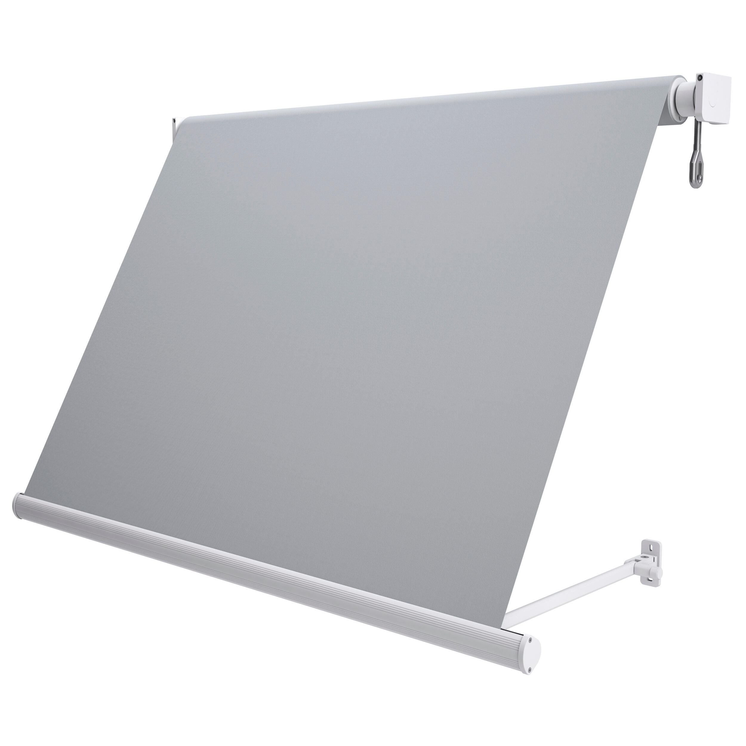 Toldo sitges brazo estor manual color blanco con tela gris de 4,5x2.5m