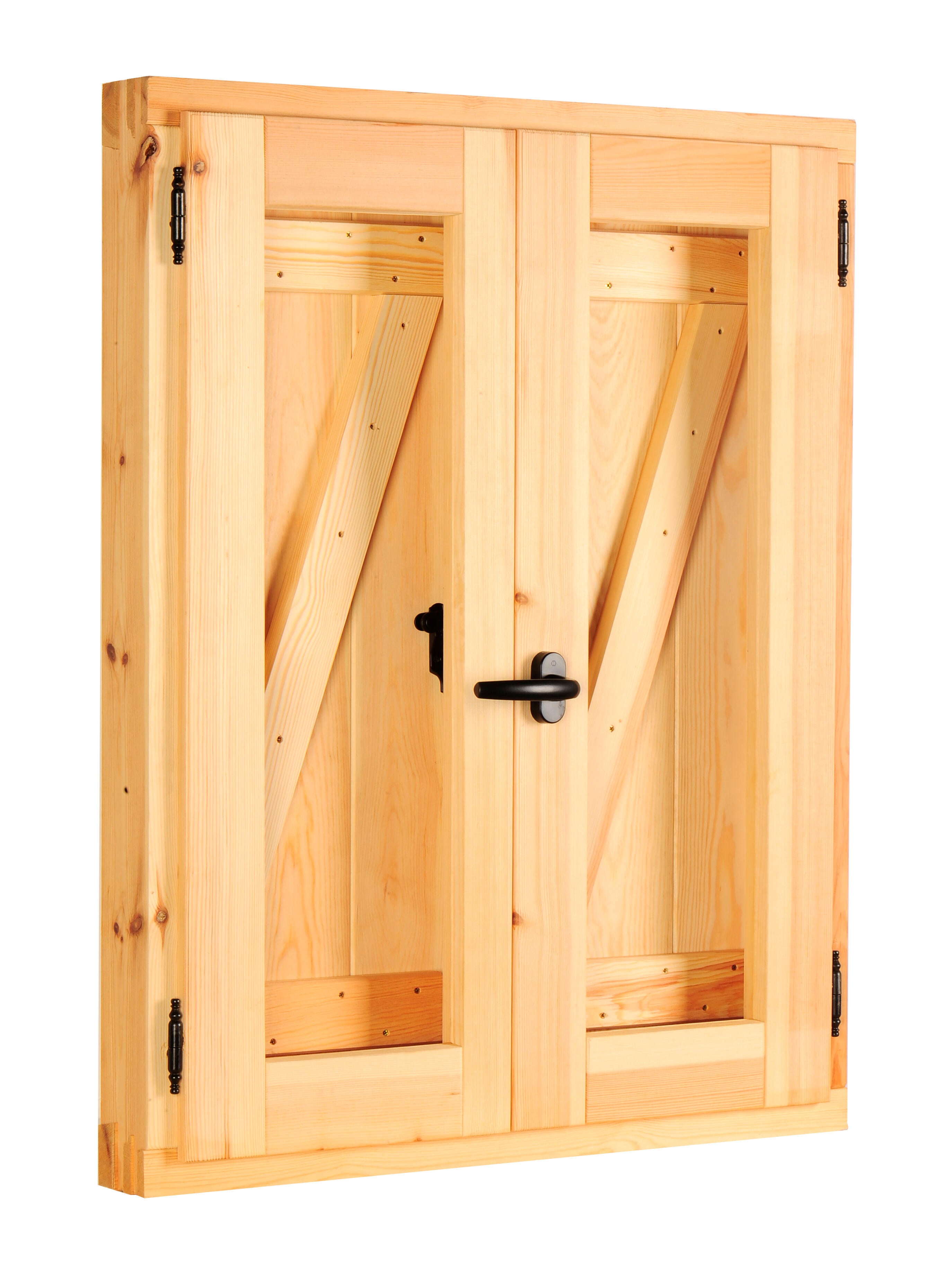 Ventana madera de pino practicable con postigo en Z de 100x100cm(anchoxalto) - 2